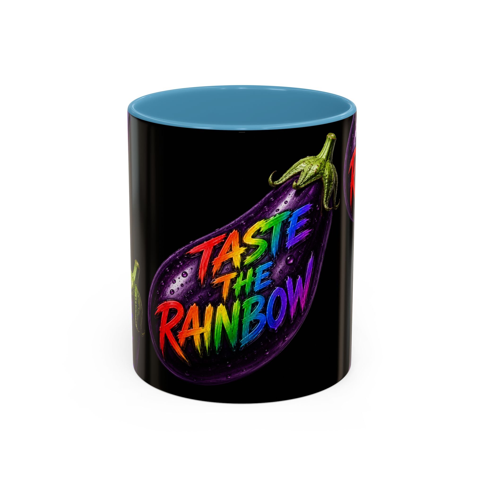 Taste the Rainbow Eggplant Coffee Mug — Pride Rainbow Accent Mug (11/15oz)