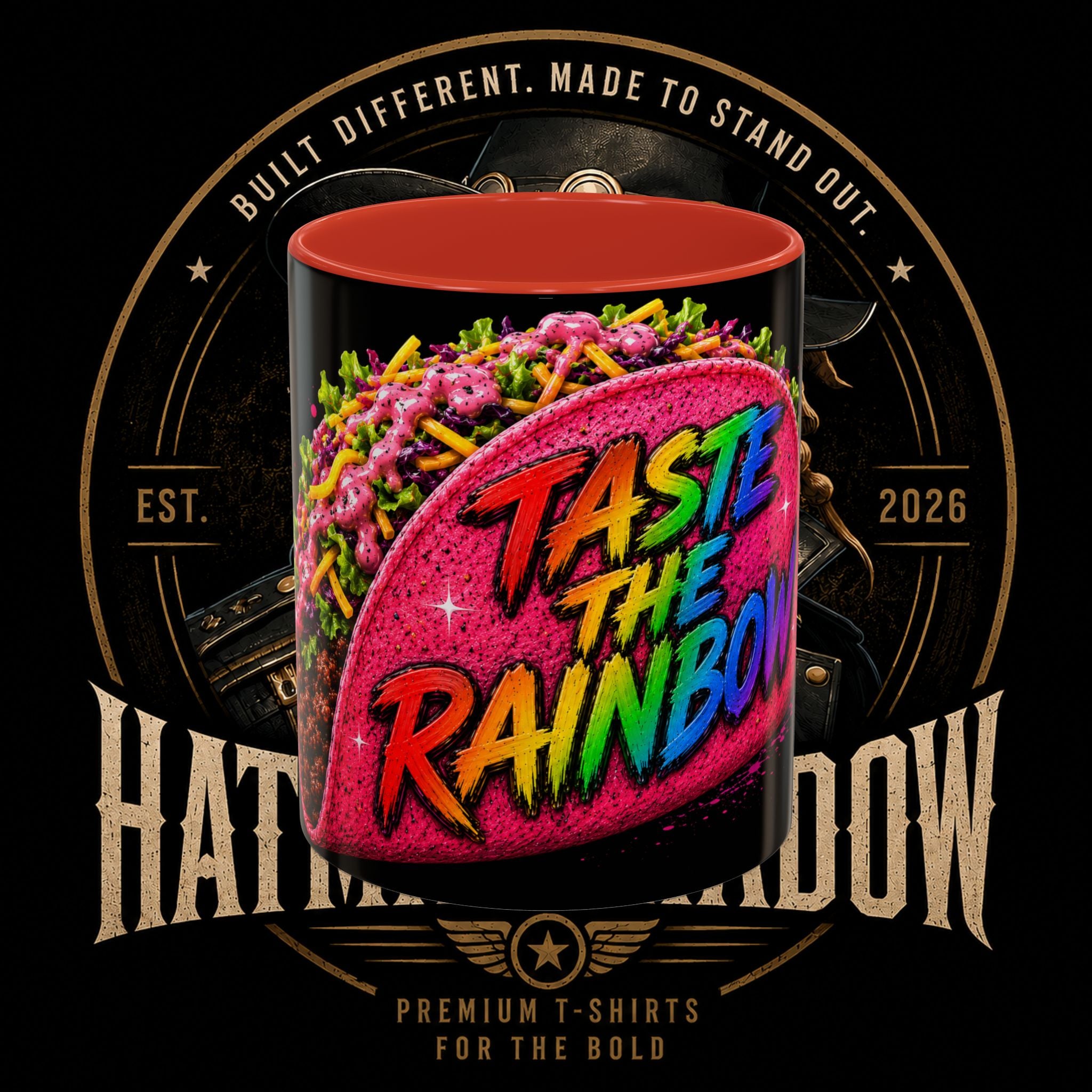 Taste The Rainbow Taco Coffee Mug — Colorful Novelty Accent Mug (11/15oz)