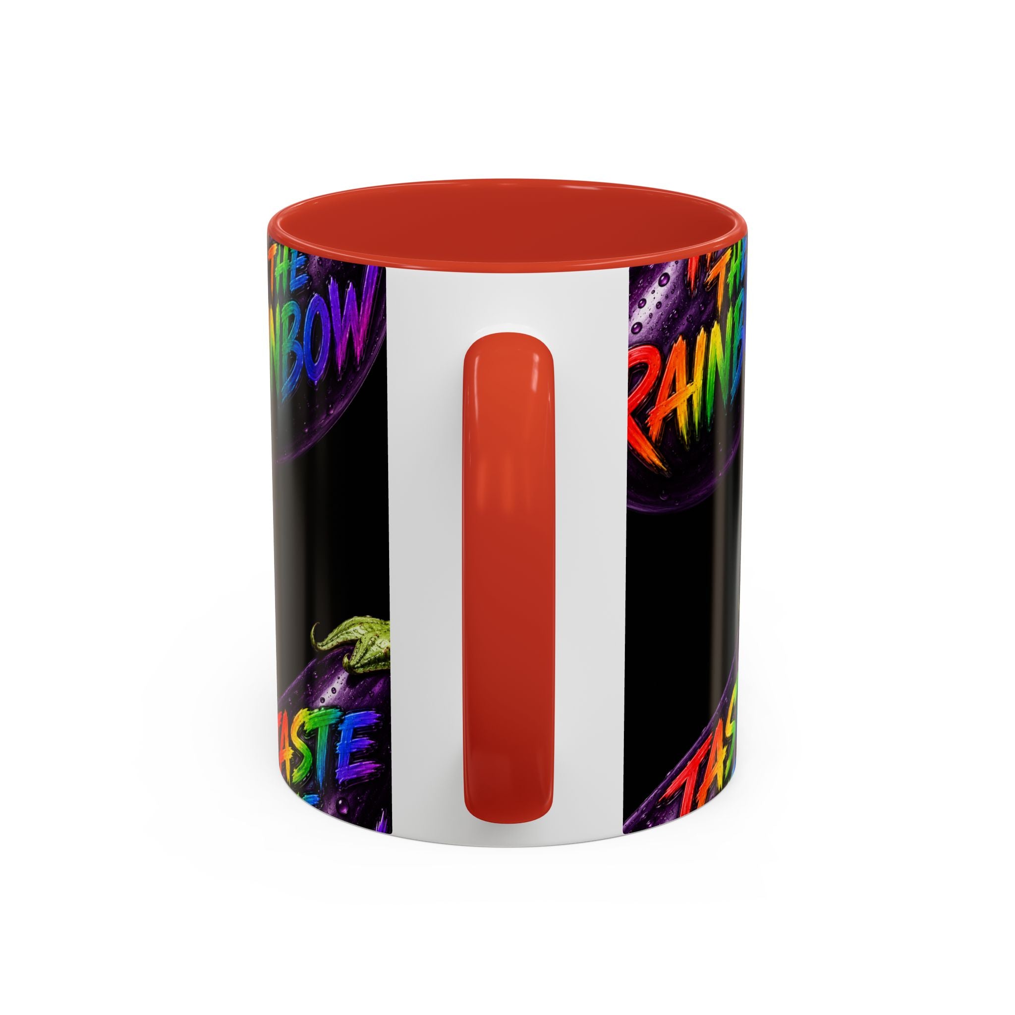 Taste the Rainbow Eggplant Coffee Mug — Pride Rainbow Accent Mug (11/15oz)