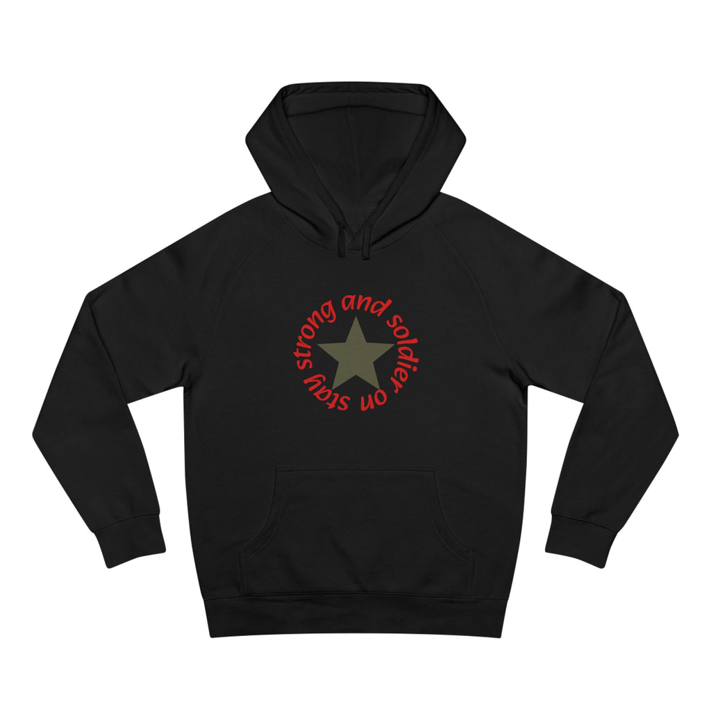 Strong and Steady Star Hoodie — "Strong and Soldier on" Graphic Hoodie