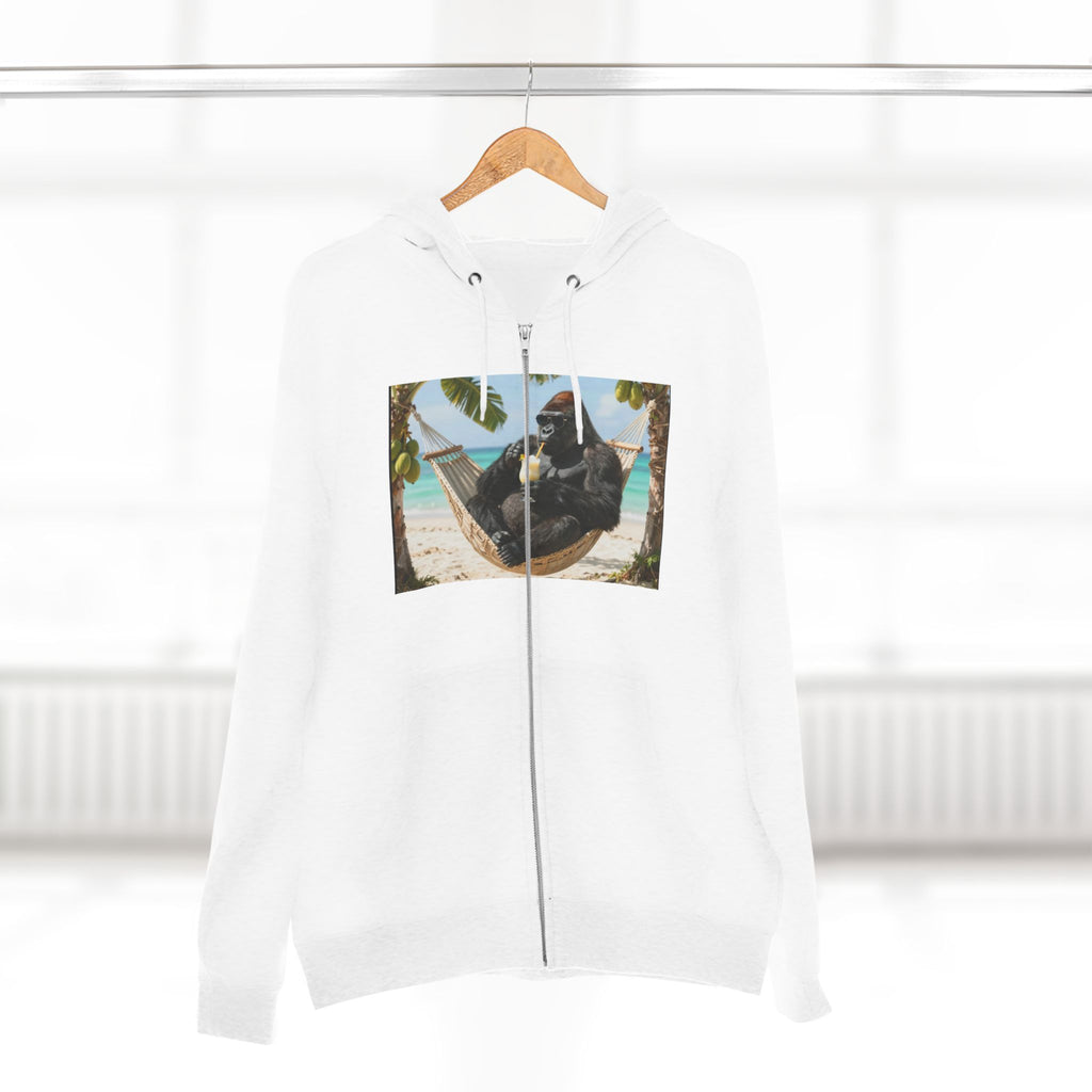 Hammock Gorilla Zip Hoodie – Relaxing Beach Ape Design