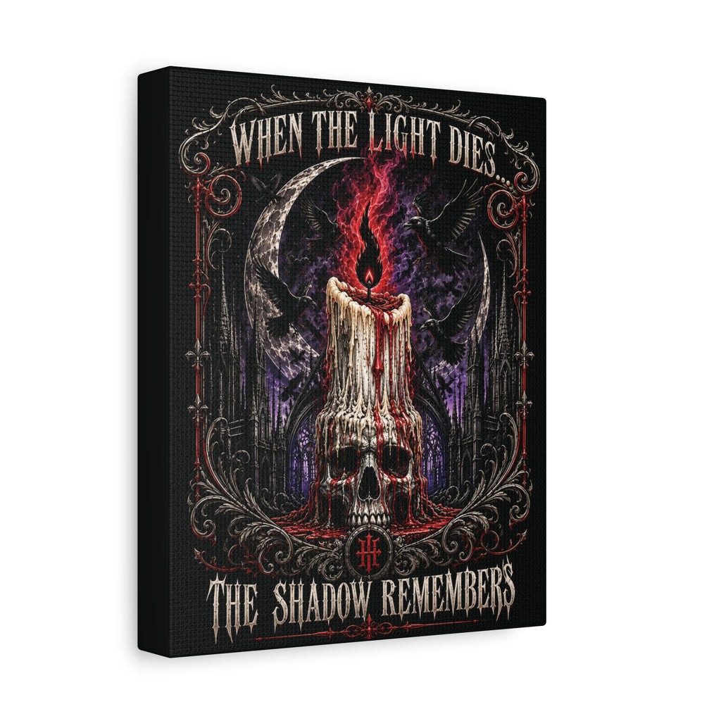 Gothic Candle Skull Canvas – "When the Light Dies, The Shadow Remembers" Matte Stretched Wall Art