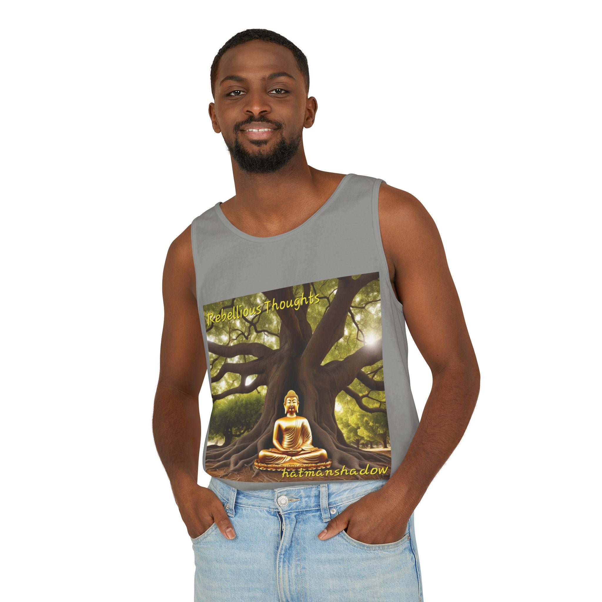 Buddha Under Bodhi Tree Tank Top — 'Be Hellow & Thoughtful' Spiritual Meditation Tee
