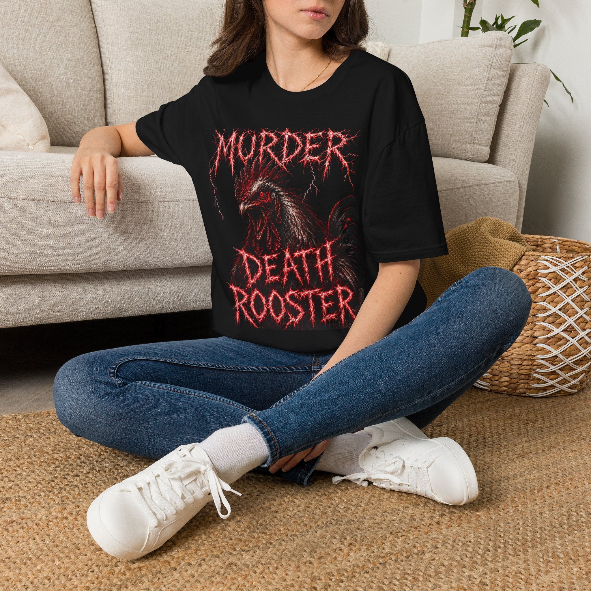 Death Rooster T-Shirt — "MURDER" Horror Graphic Tee version 2