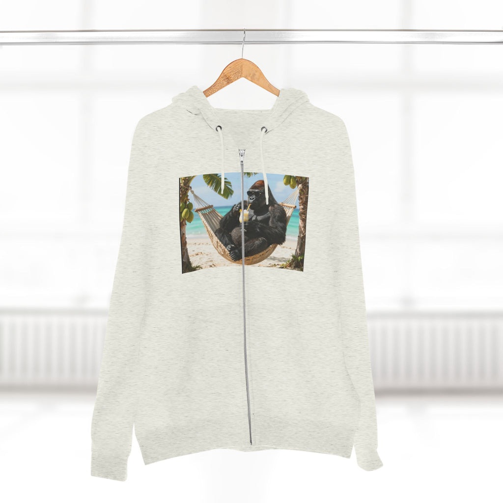 Hammock Gorilla Zip Hoodie – Relaxing Beach Ape Design
