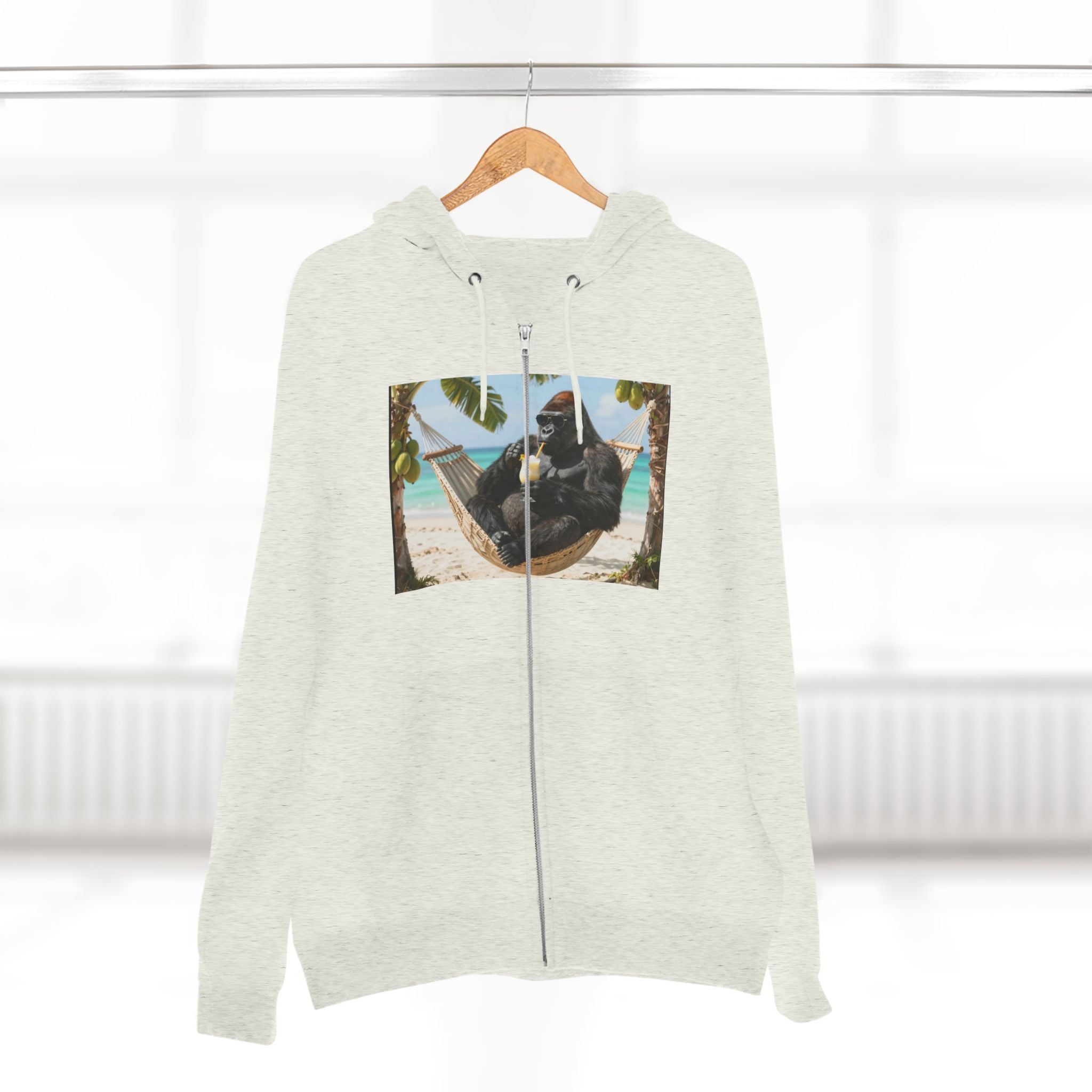Hammock Gorilla Zip Hoodie – Relaxing Beach Ape Design