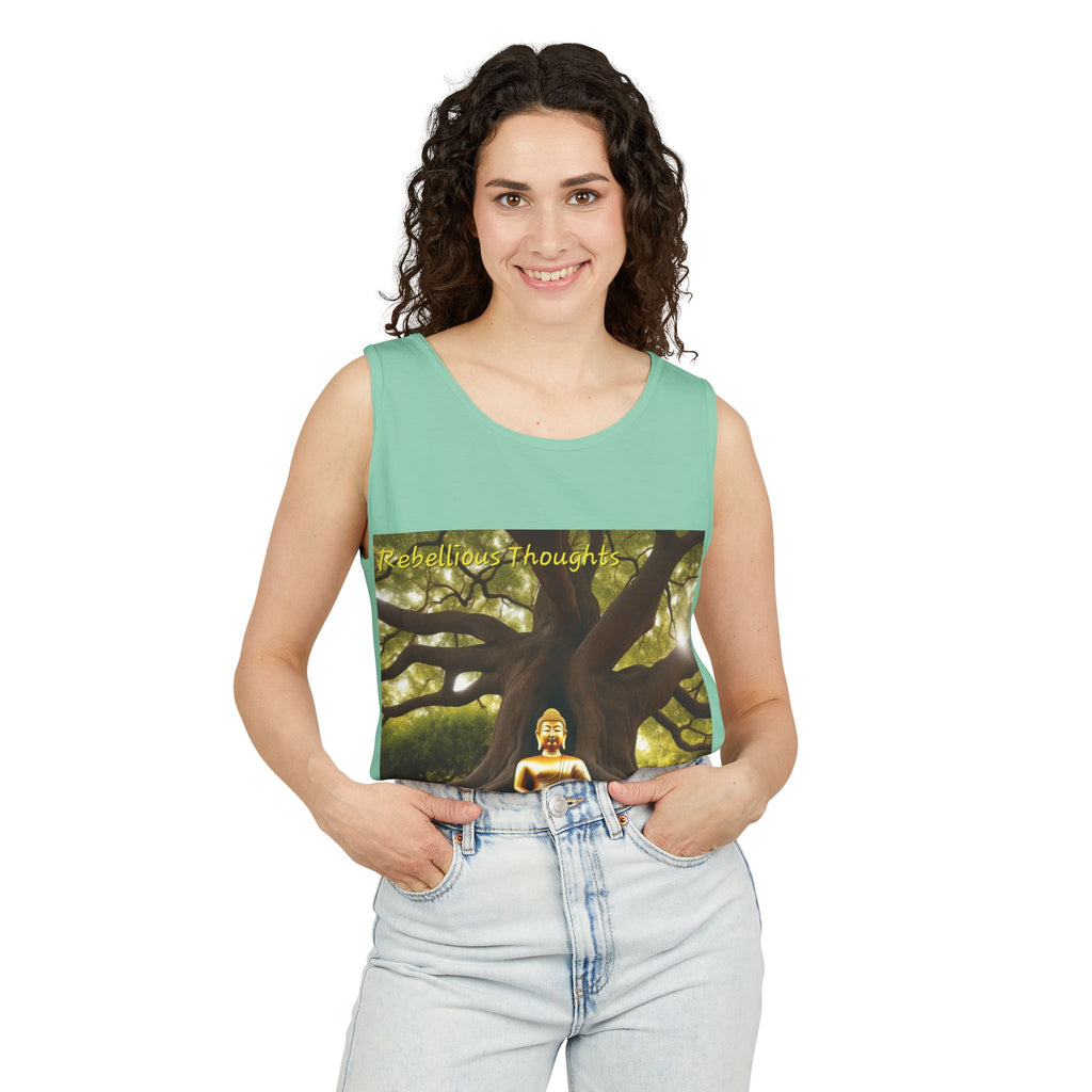 Buddha Under Bodhi Tree Tank Top — 'Be Hellow & Thoughtful' Spiritual Meditation Tee