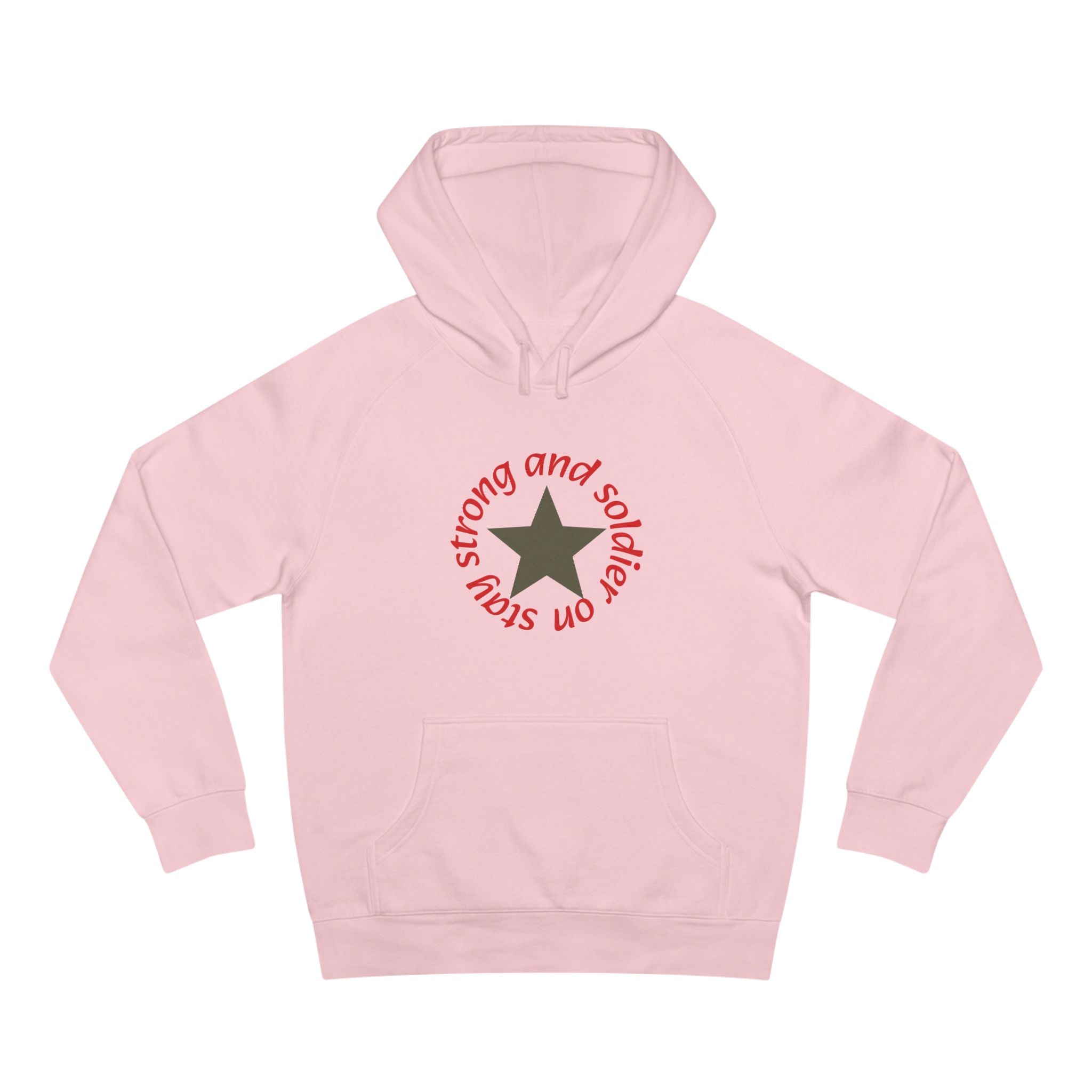 Strong and Steady Star Hoodie — "Strong and Soldier on" Graphic Hoodie