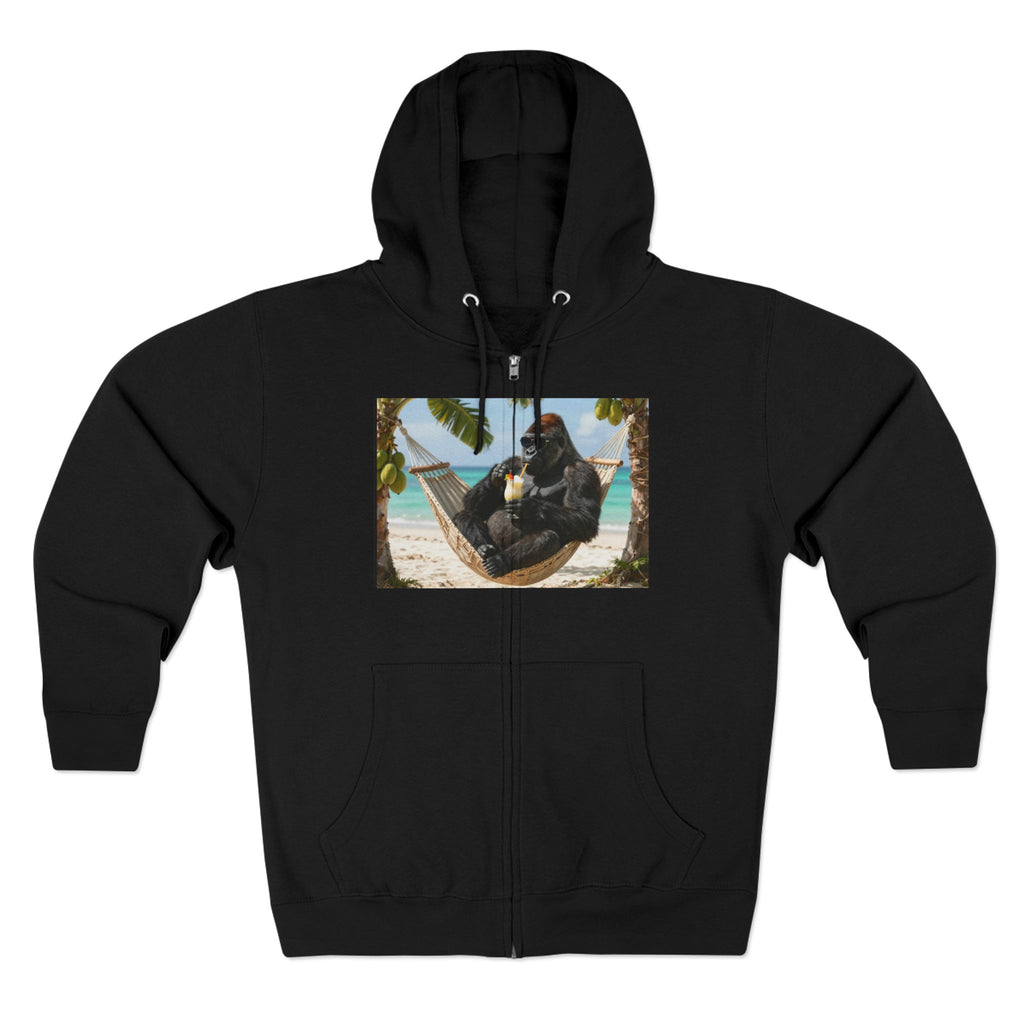 Hammock Gorilla Zip Hoodie – Relaxing Beach Ape Design