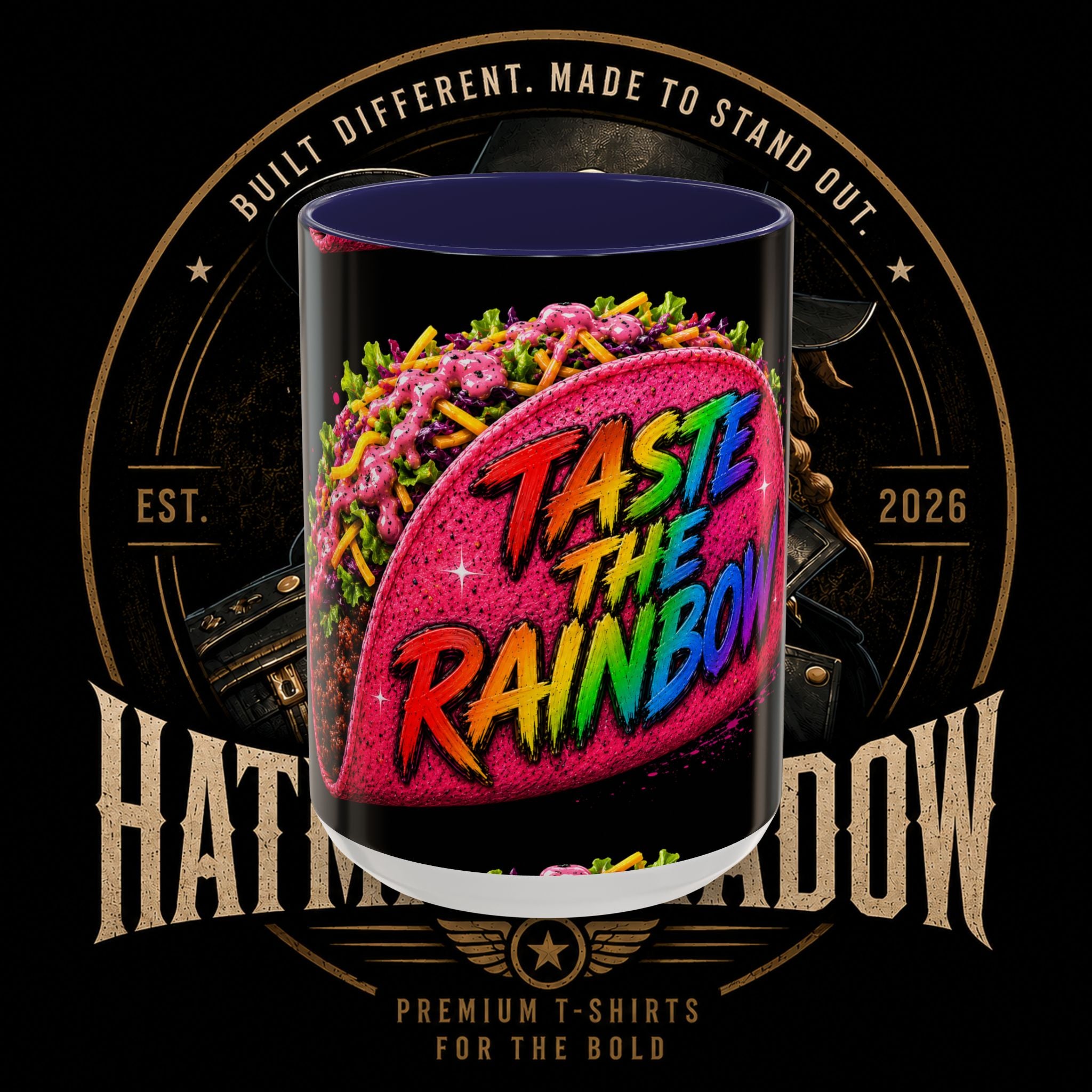 Taste The Rainbow Taco Coffee Mug — Colorful Novelty Accent Mug (11/15oz)