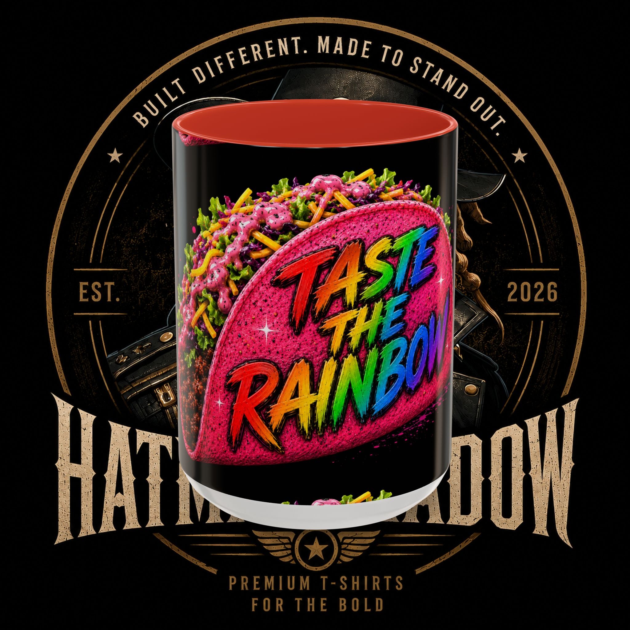 Taste The Rainbow Taco Coffee Mug — Colorful Novelty Accent Mug (11/15oz)