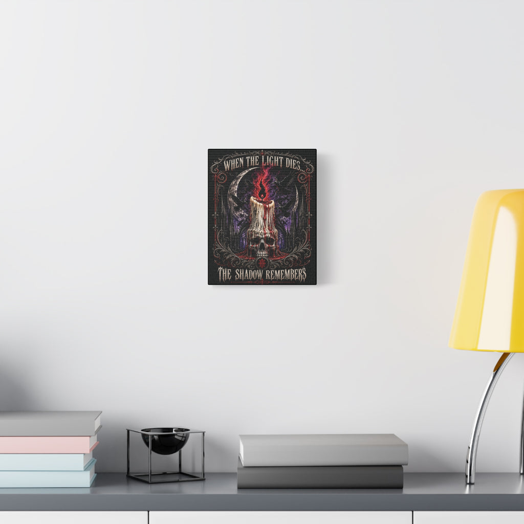 Gothic Candle Skull Canvas – "When the Light Dies, The Shadow Remembers" Matte Stretched Wall Art