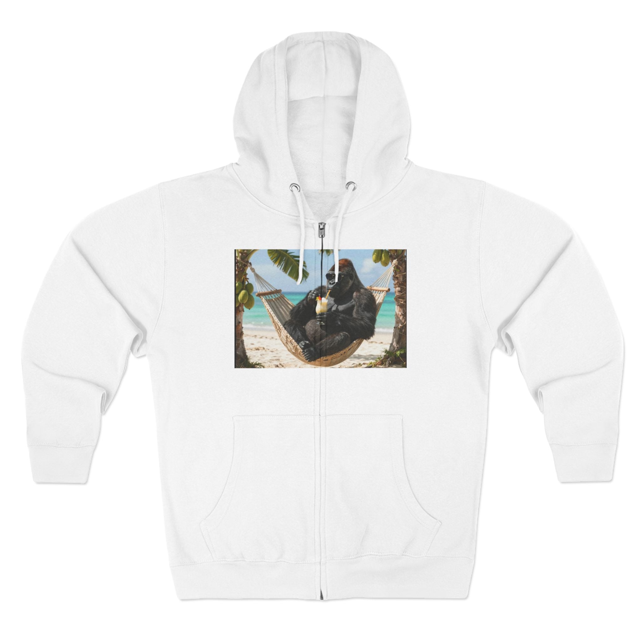 Hammock Gorilla Zip Hoodie – Relaxing Beach Ape Design