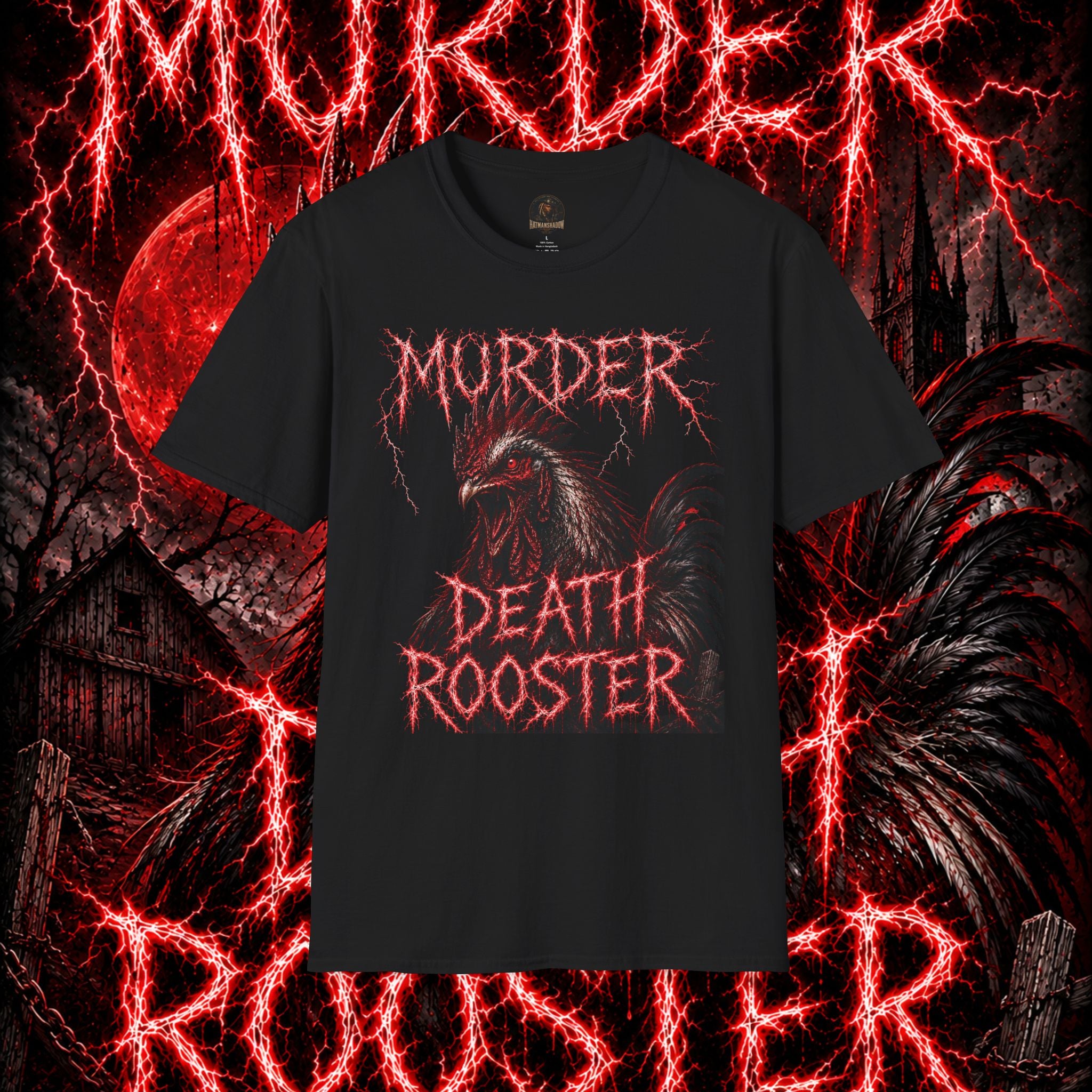Death Rooster T-Shirt — "MURDER" Horror Graphic Tee version 2