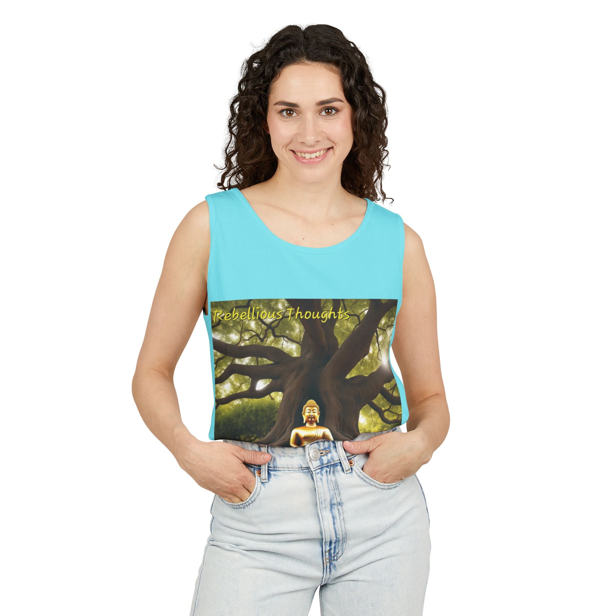 Buddha Under Bodhi Tree Tank Top — 'Be Hellow & Thoughtful' Spiritual Meditation Tee