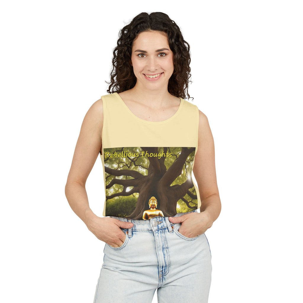 Buddha Under Bodhi Tree Tank Top — 'Be Hellow & Thoughtful' Spiritual Meditation Tee