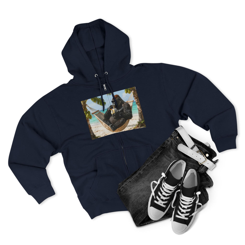 Hammock Gorilla Zip Hoodie – Relaxing Beach Ape Design