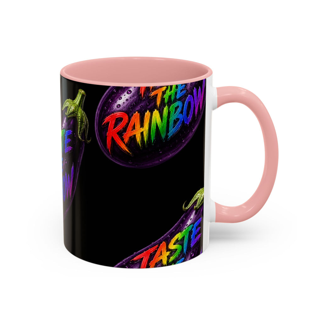 Taste the Rainbow Eggplant Coffee Mug — Pride Rainbow Accent Mug (11/15oz)