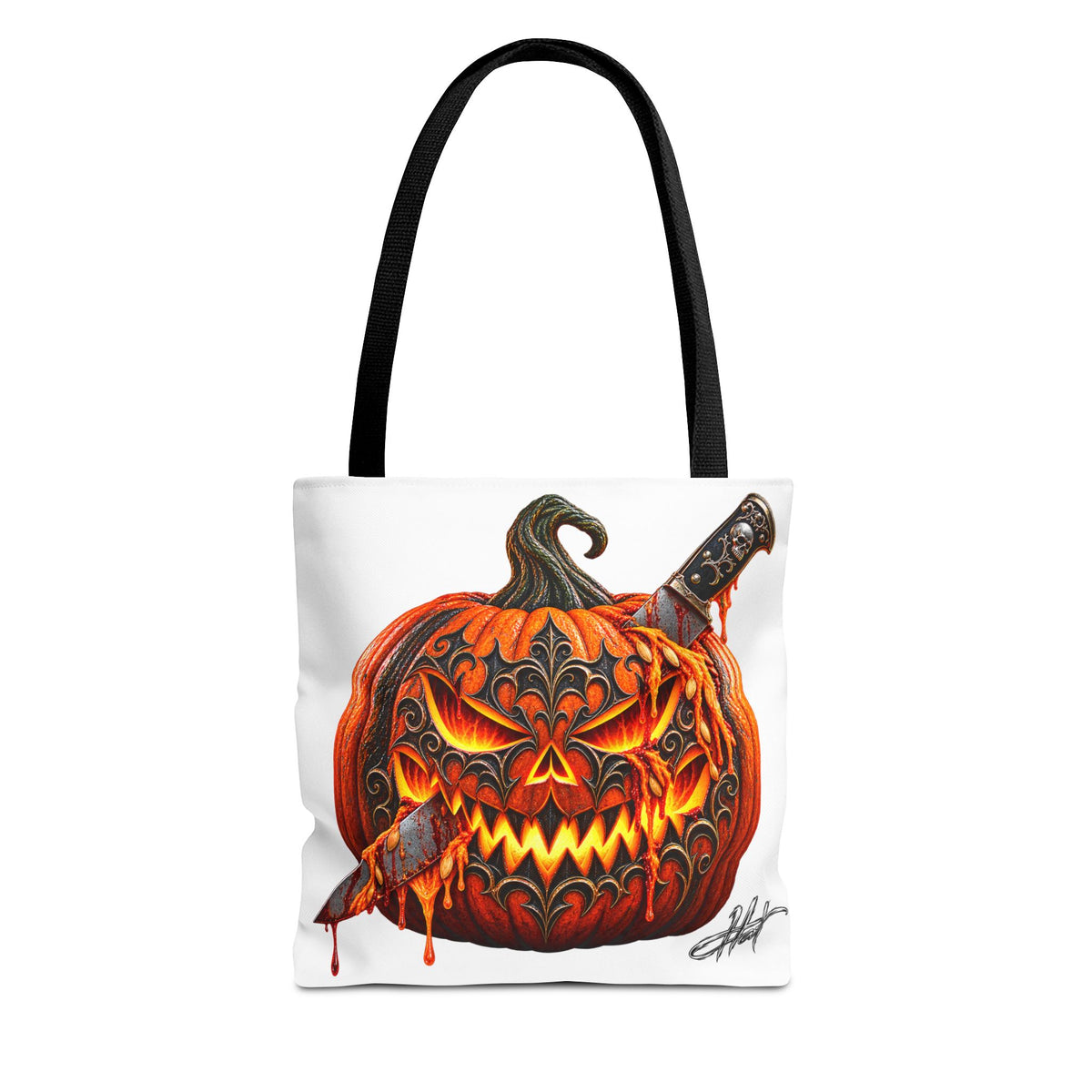 Gothic Carved Pumpkin Tote Bag (AOP)