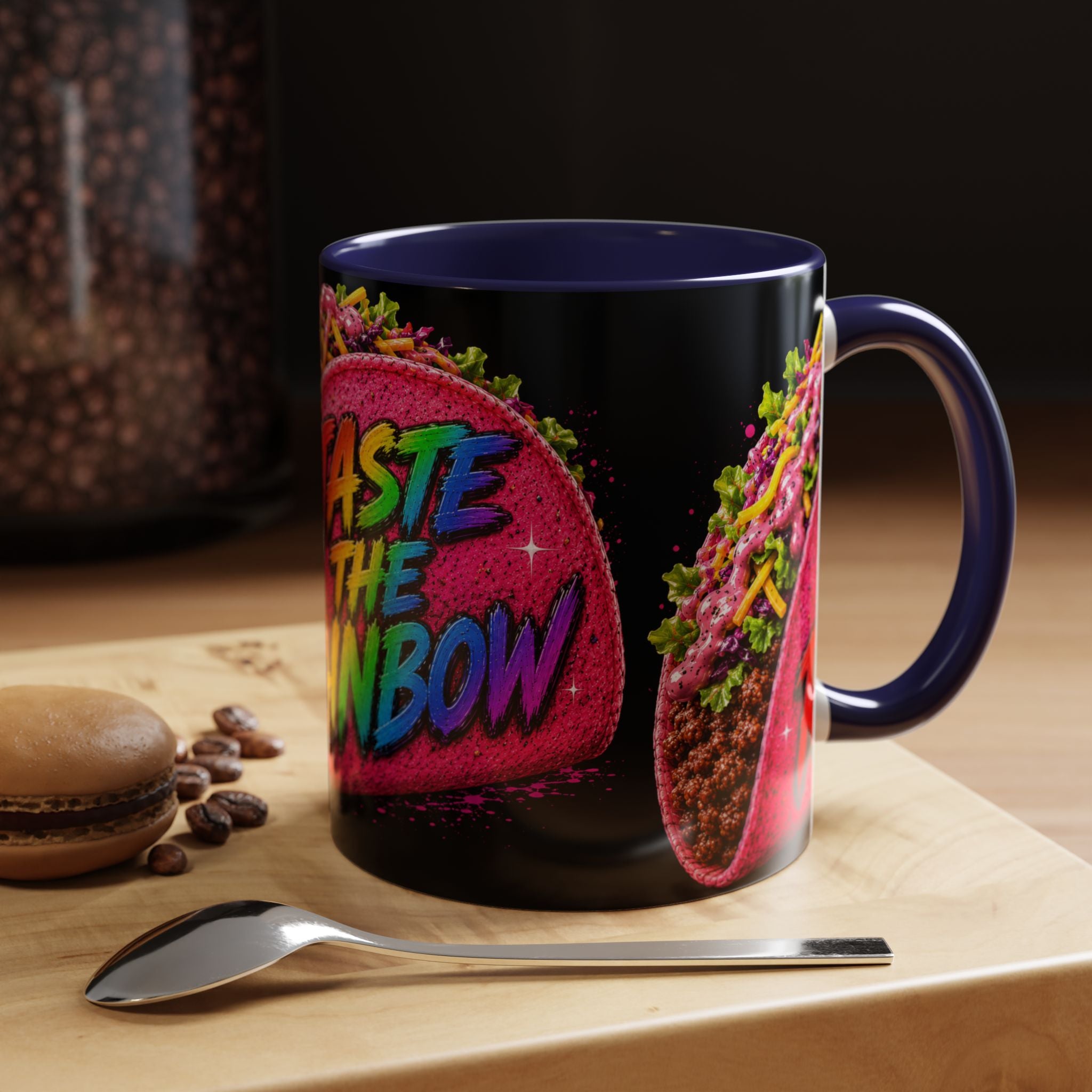 Taste The Rainbow Taco Coffee Mug — Colorful Novelty Accent Mug (11/15oz)