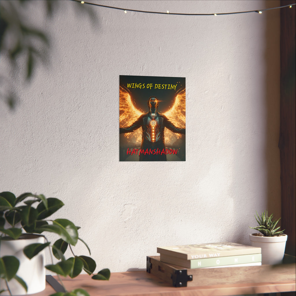 Fine Art Poster — "Wings of Destiny" Cyberpunk Angel Wall Art