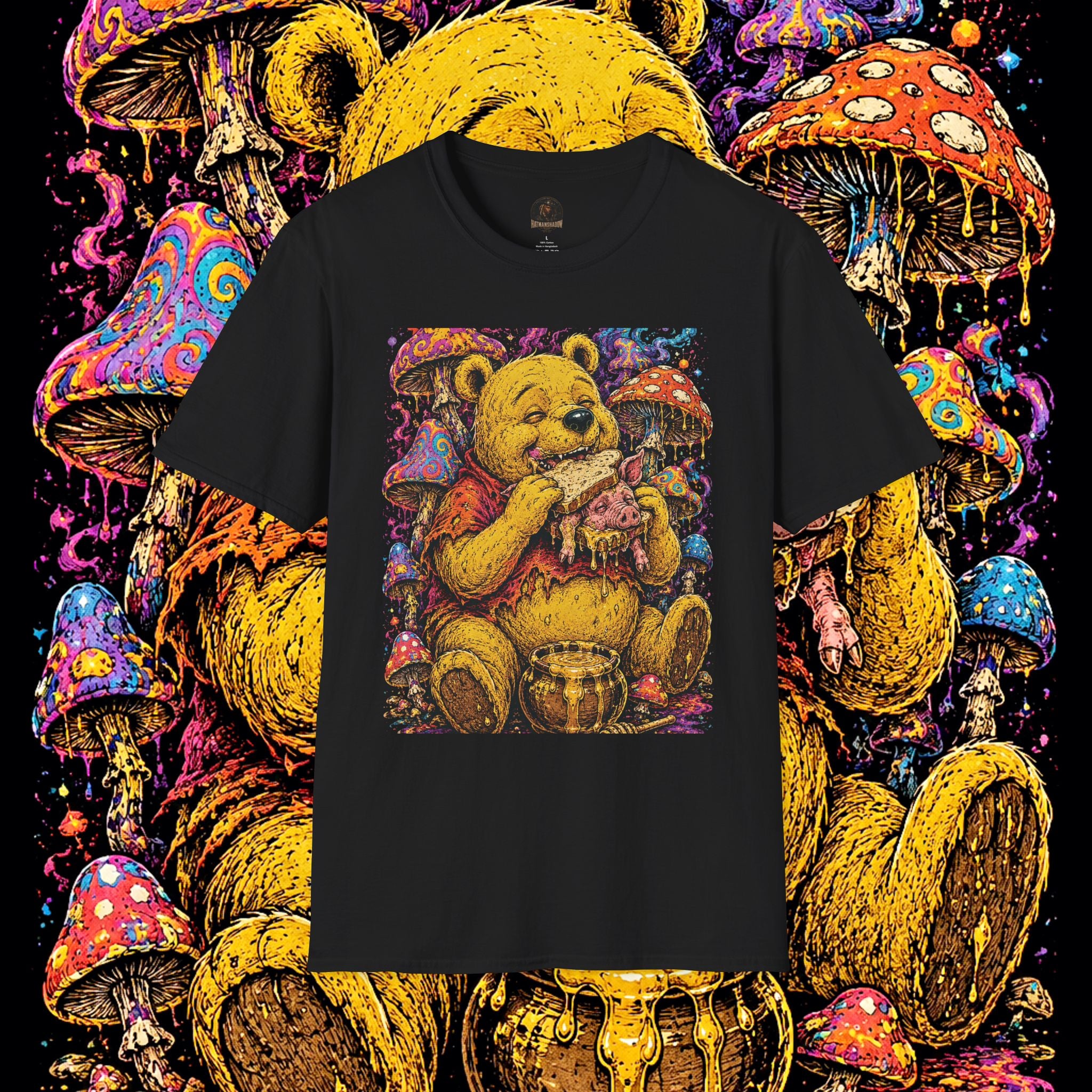 Psychedelic Bear Eating Honey T-Shirt