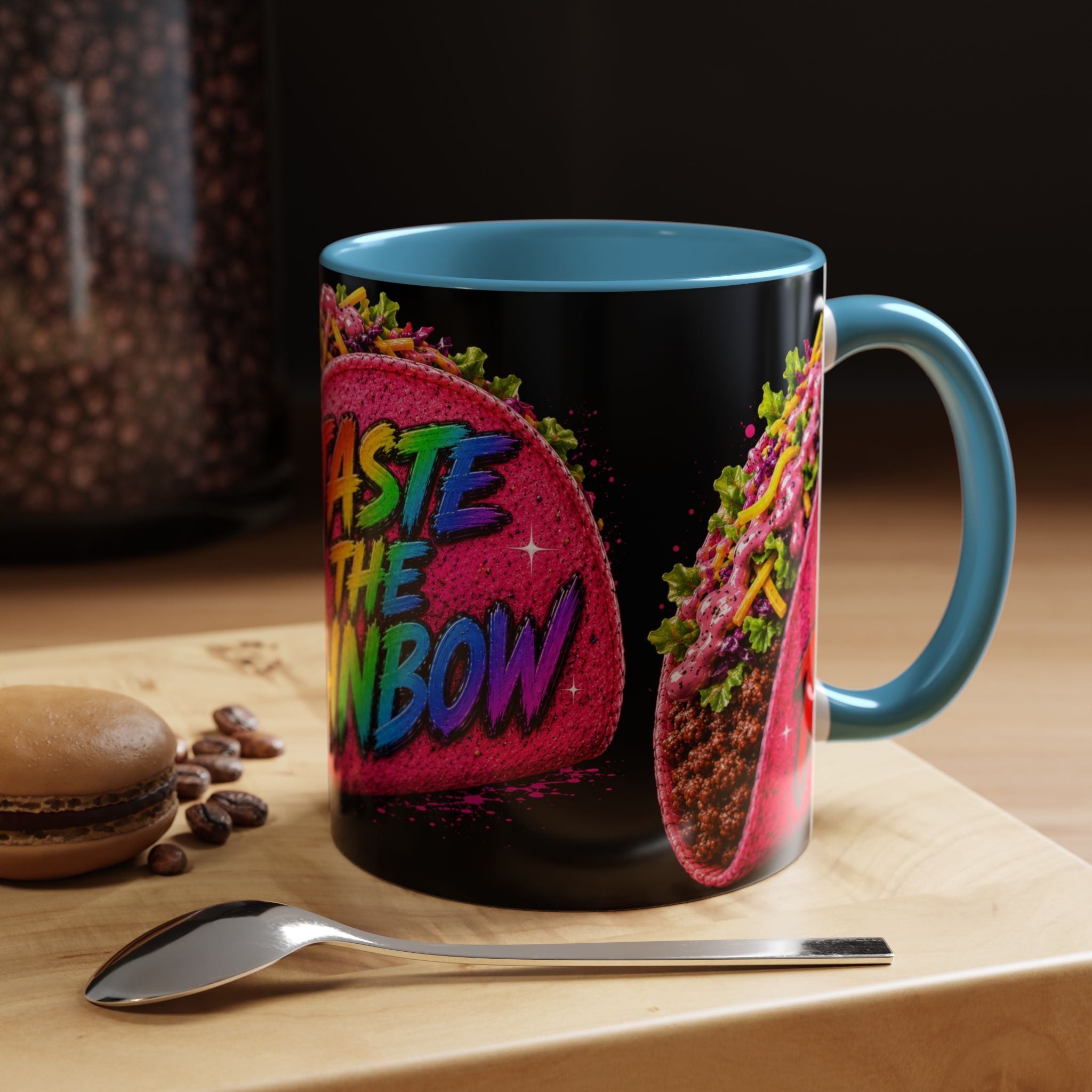 Taste The Rainbow Taco Coffee Mug — Colorful Novelty Accent Mug (11/15oz)