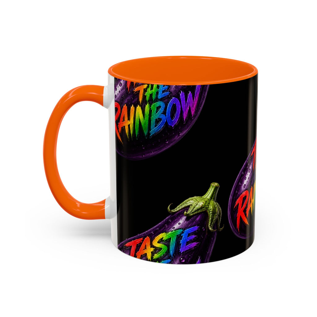 Taste the Rainbow Eggplant Coffee Mug — Pride Rainbow Accent Mug (11/15oz)