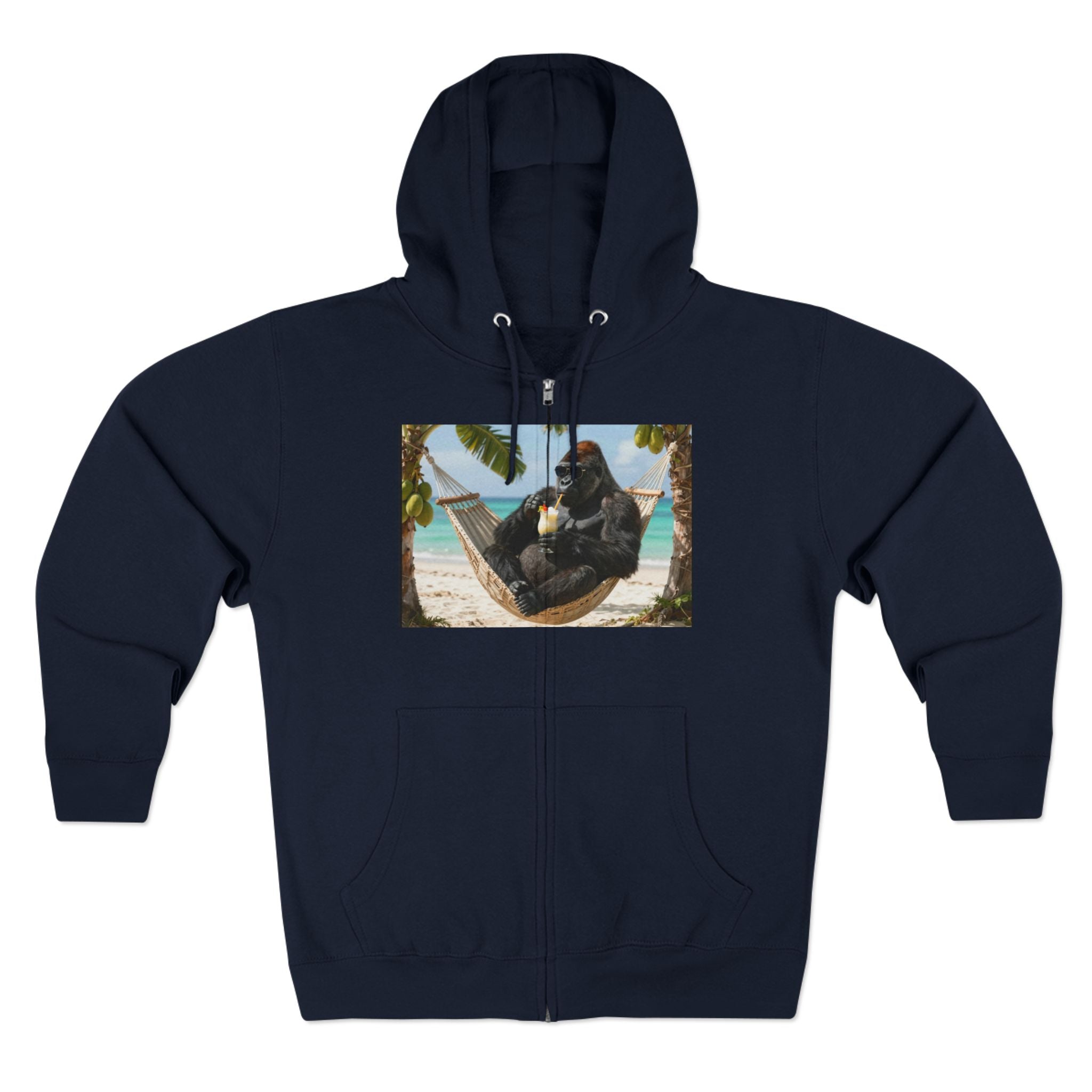 Hammock Gorilla Zip Hoodie – Relaxing Beach Ape Design