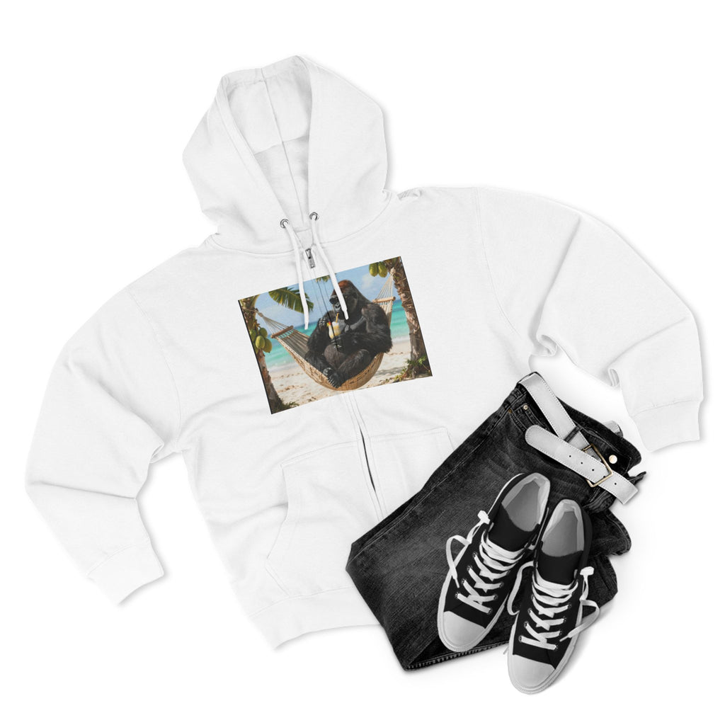 Hammock Gorilla Zip Hoodie – Relaxing Beach Ape Design