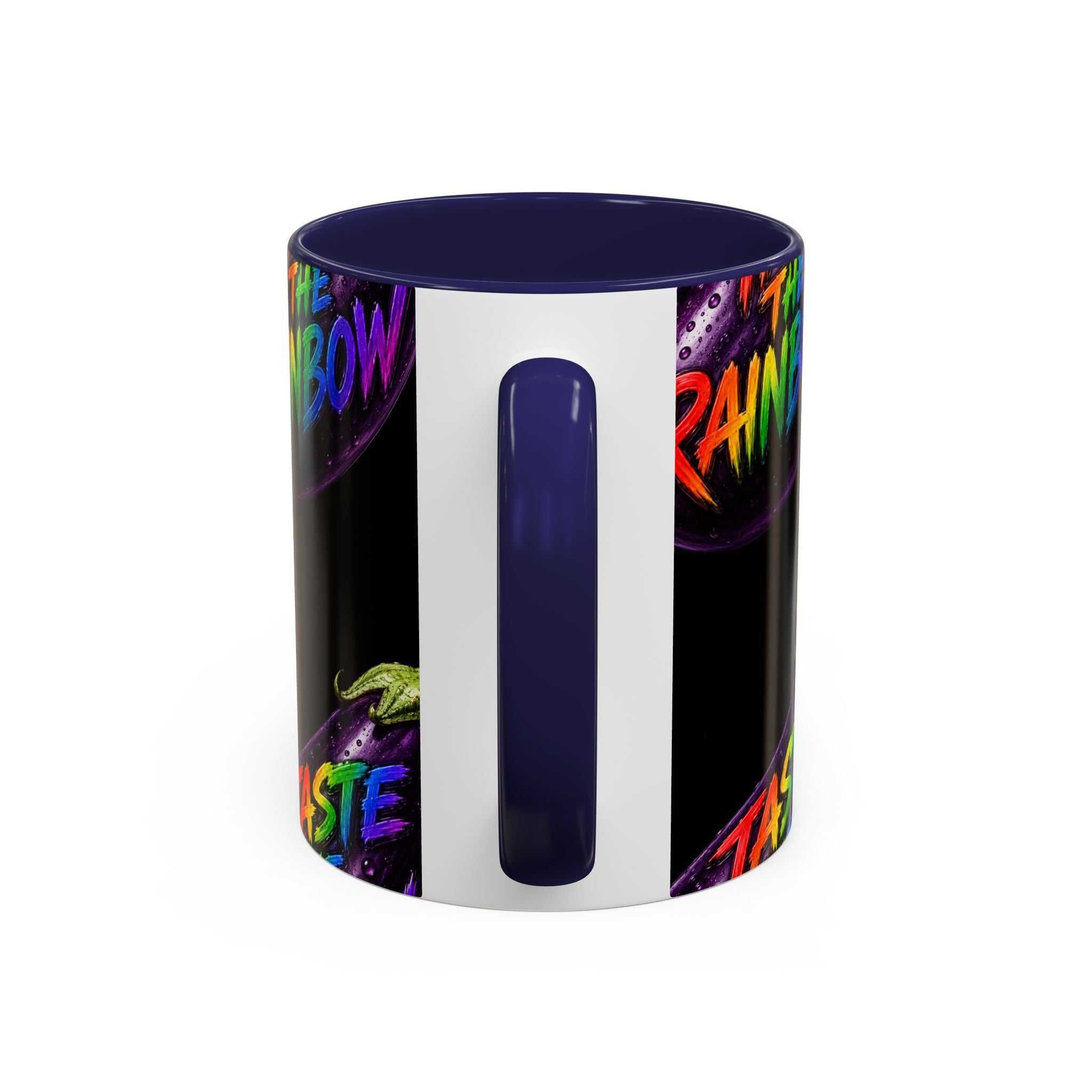 Taste the Rainbow Eggplant Coffee Mug — Pride Rainbow Accent Mug (11/15oz)