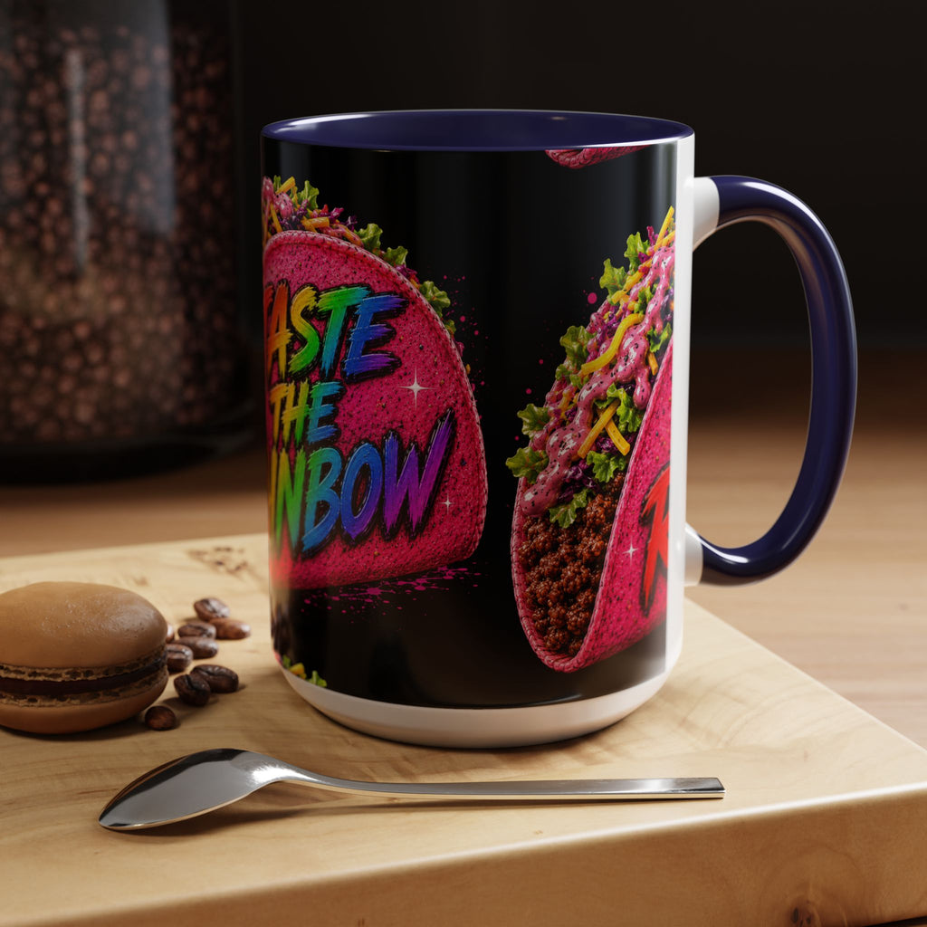 Taste The Rainbow Taco Coffee Mug — Colorful Novelty Accent Mug (11/15oz)