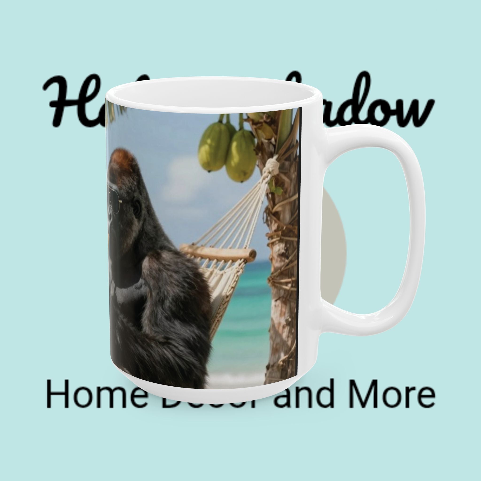 Tropical Gorilla Coffee Mug — Beach Drink Design Ceramic Mug (11oz, 15oz)