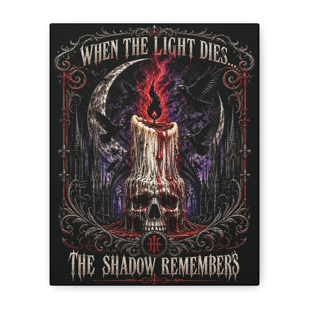 Gothic Candle Skull Canvas – "When the Light Dies, The Shadow Remembers" Matte Stretched Wall Art
