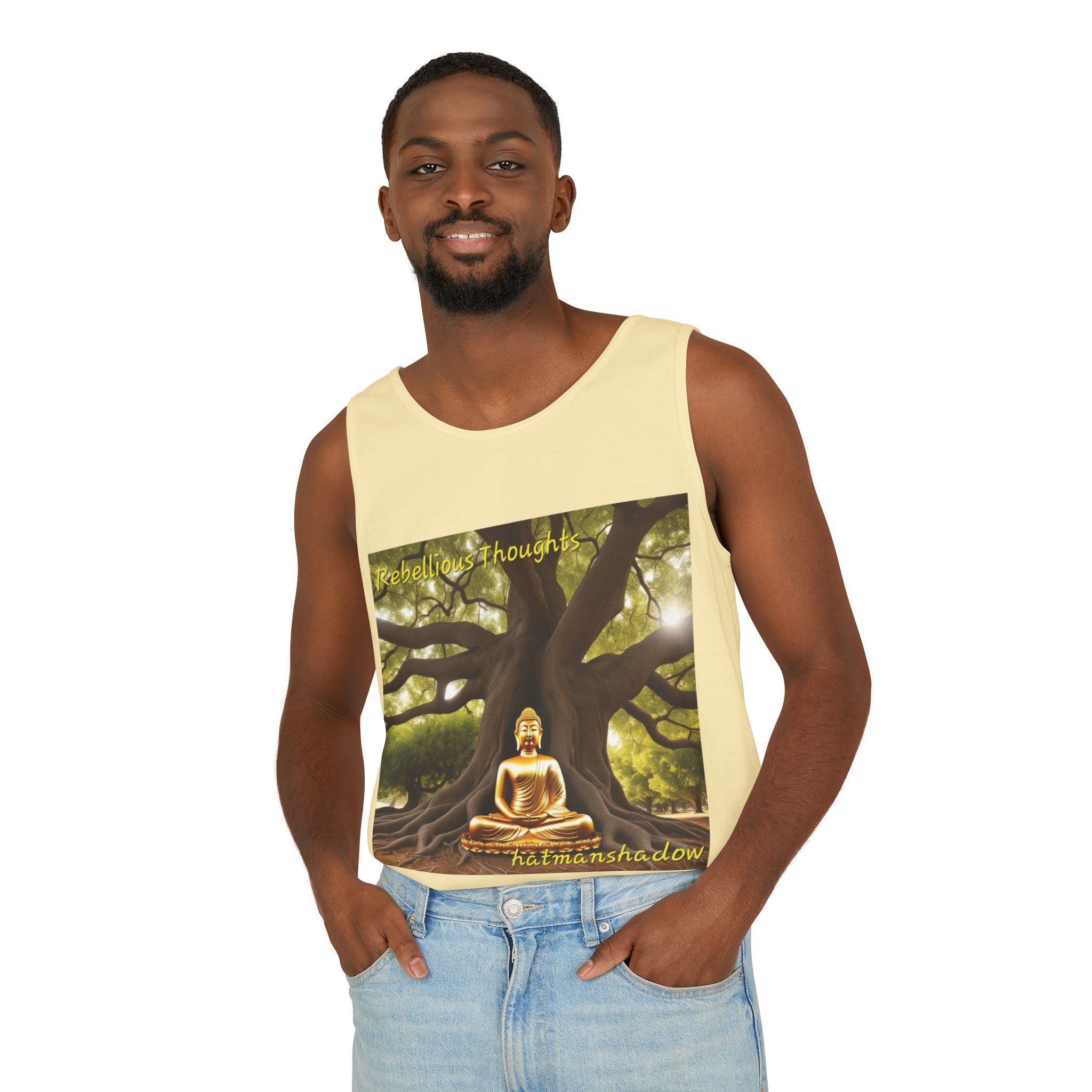 Buddha Under Bodhi Tree Tank Top — 'Be Hellow & Thoughtful' Spiritual Meditation Tee