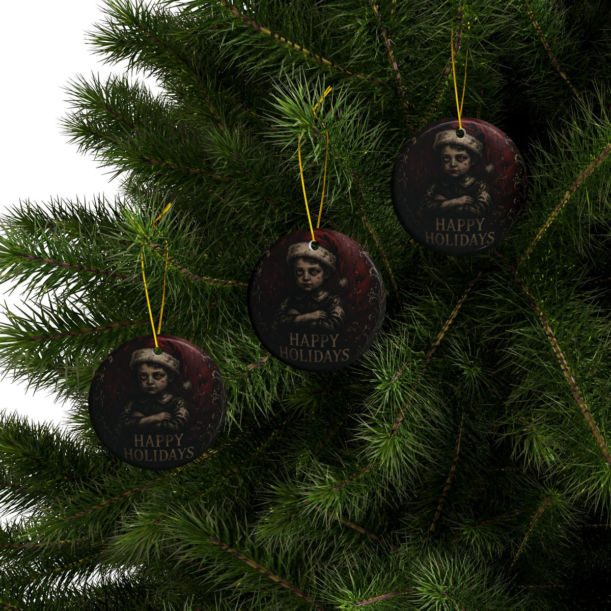 Goth Ceramic Christmas Ornament#2, 2-Side Print, (1pc, 3pcs, 5pcs, 10pcs)