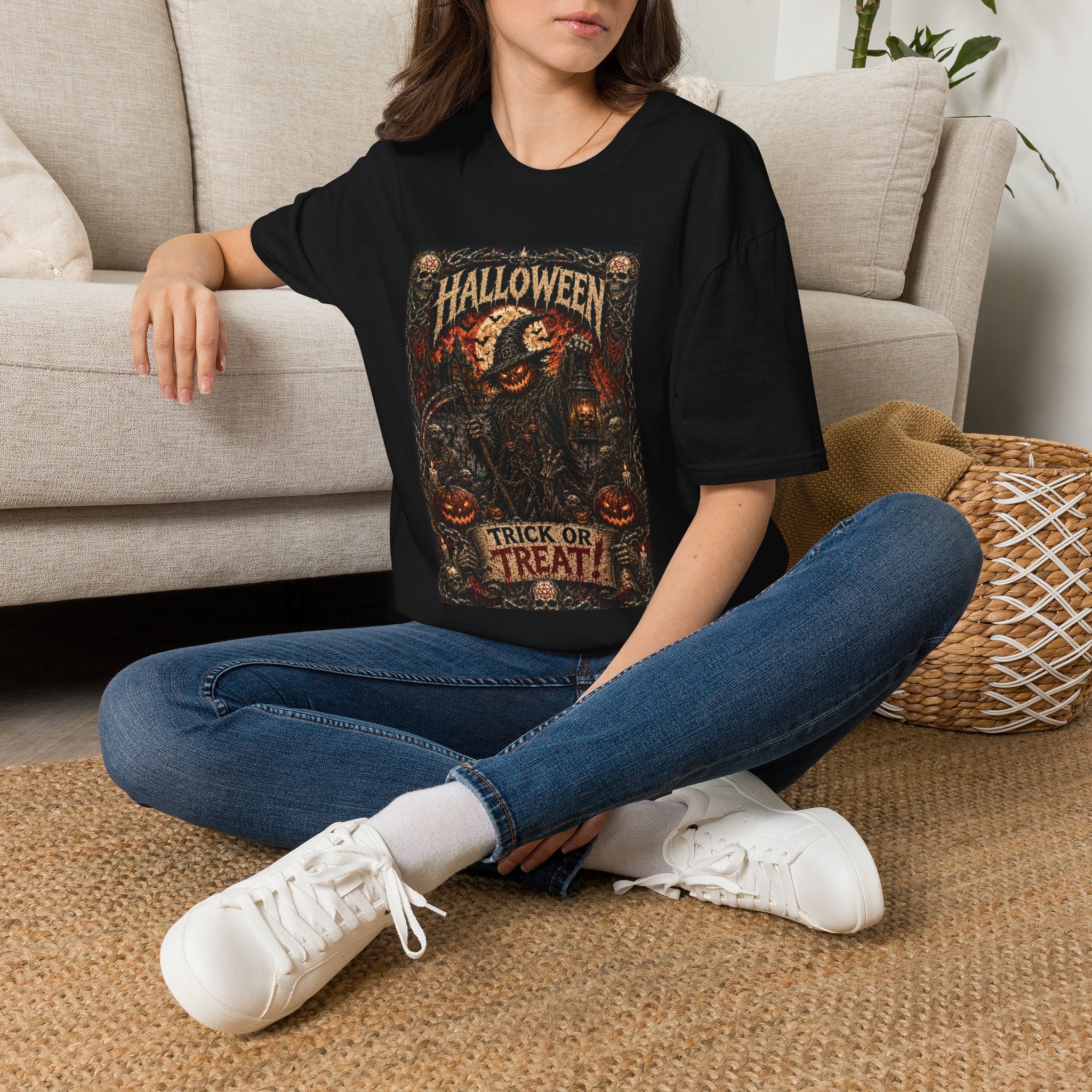 Halloween Trick or Treat T-Shirt — Spooky Vintage Pumpkin Design
