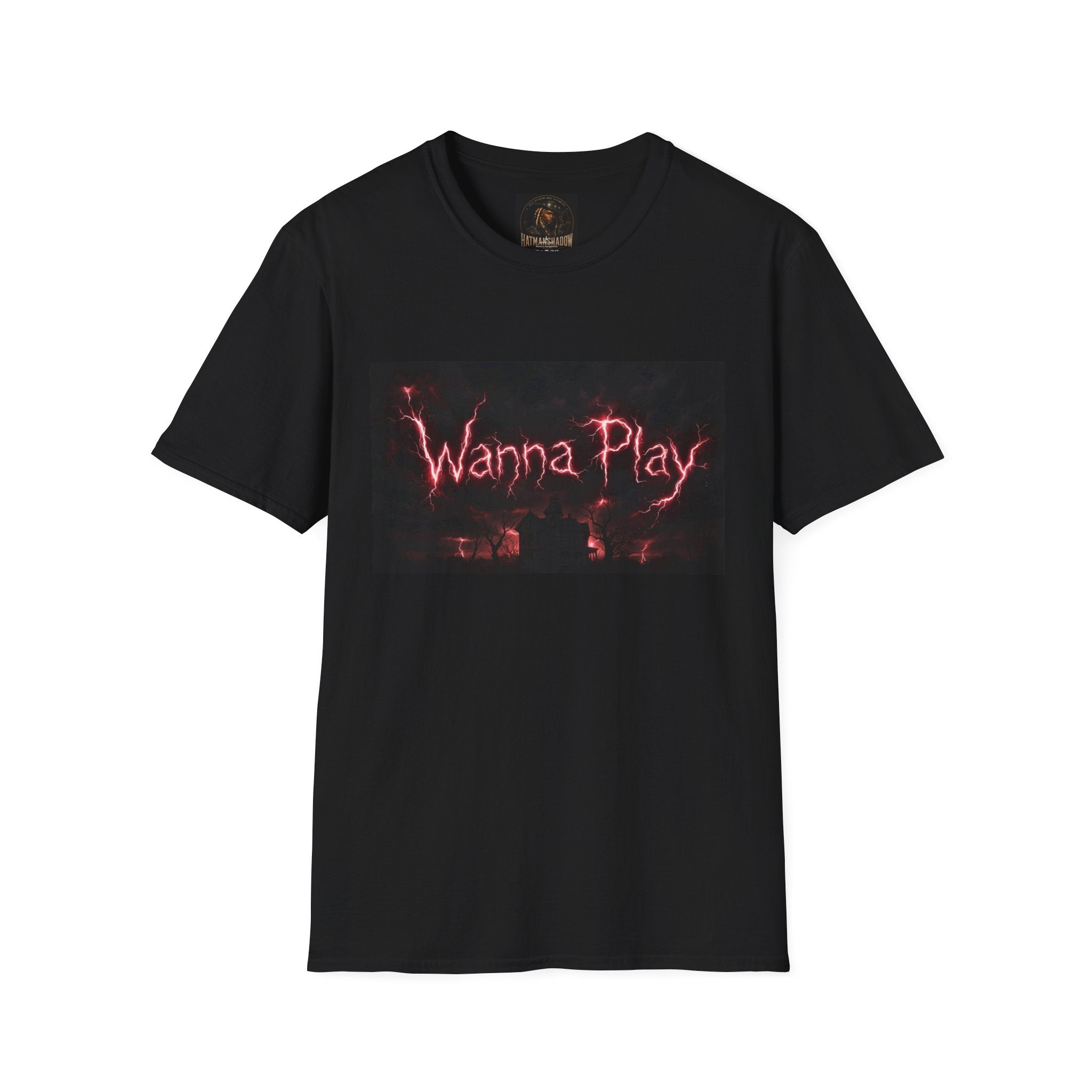 Wanna Play T-Shirt — Spooky Red Flame Horror Design