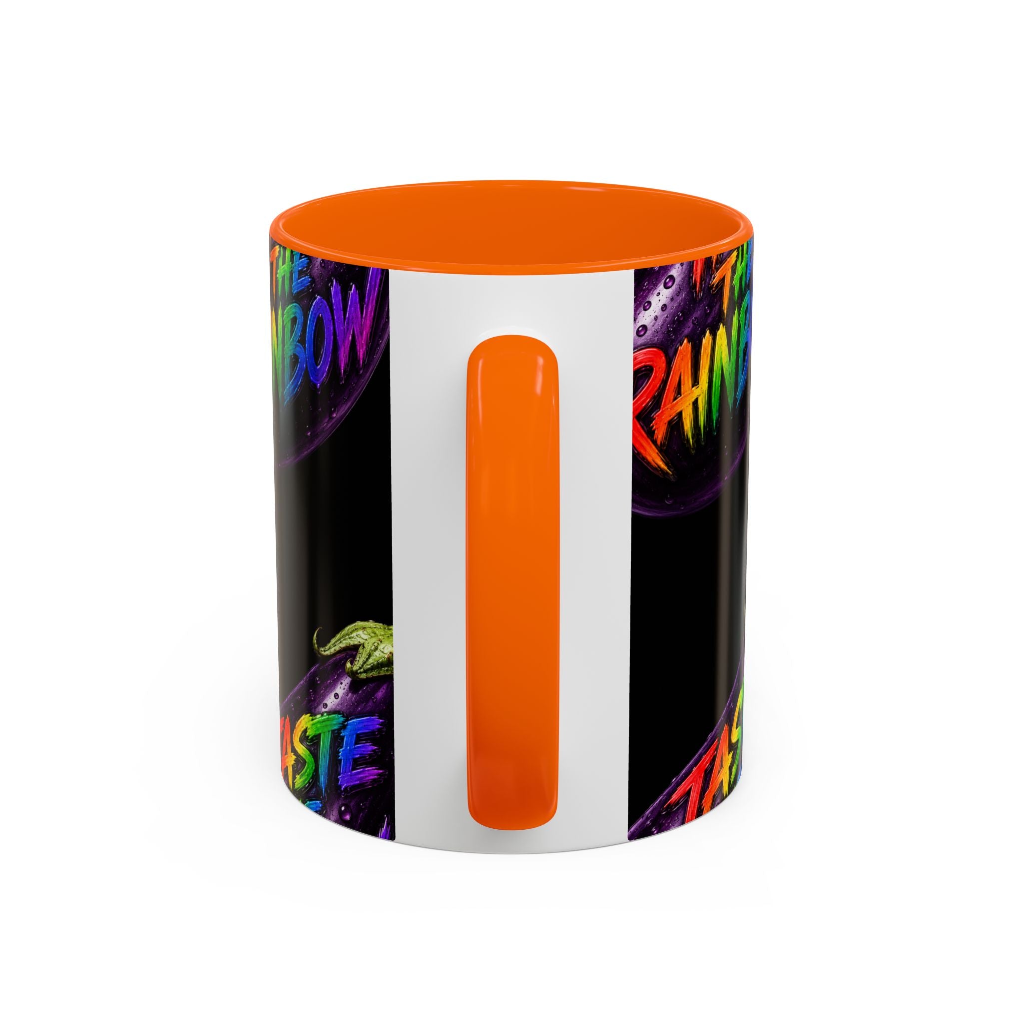 Taste the Rainbow Eggplant Coffee Mug — Pride Rainbow Accent Mug (11/15oz)