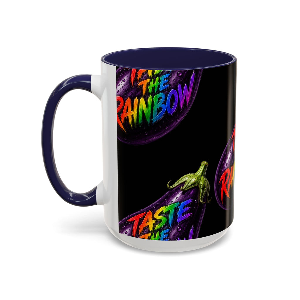 Taste the Rainbow Eggplant Coffee Mug — Pride Rainbow Accent Mug (11/15oz)