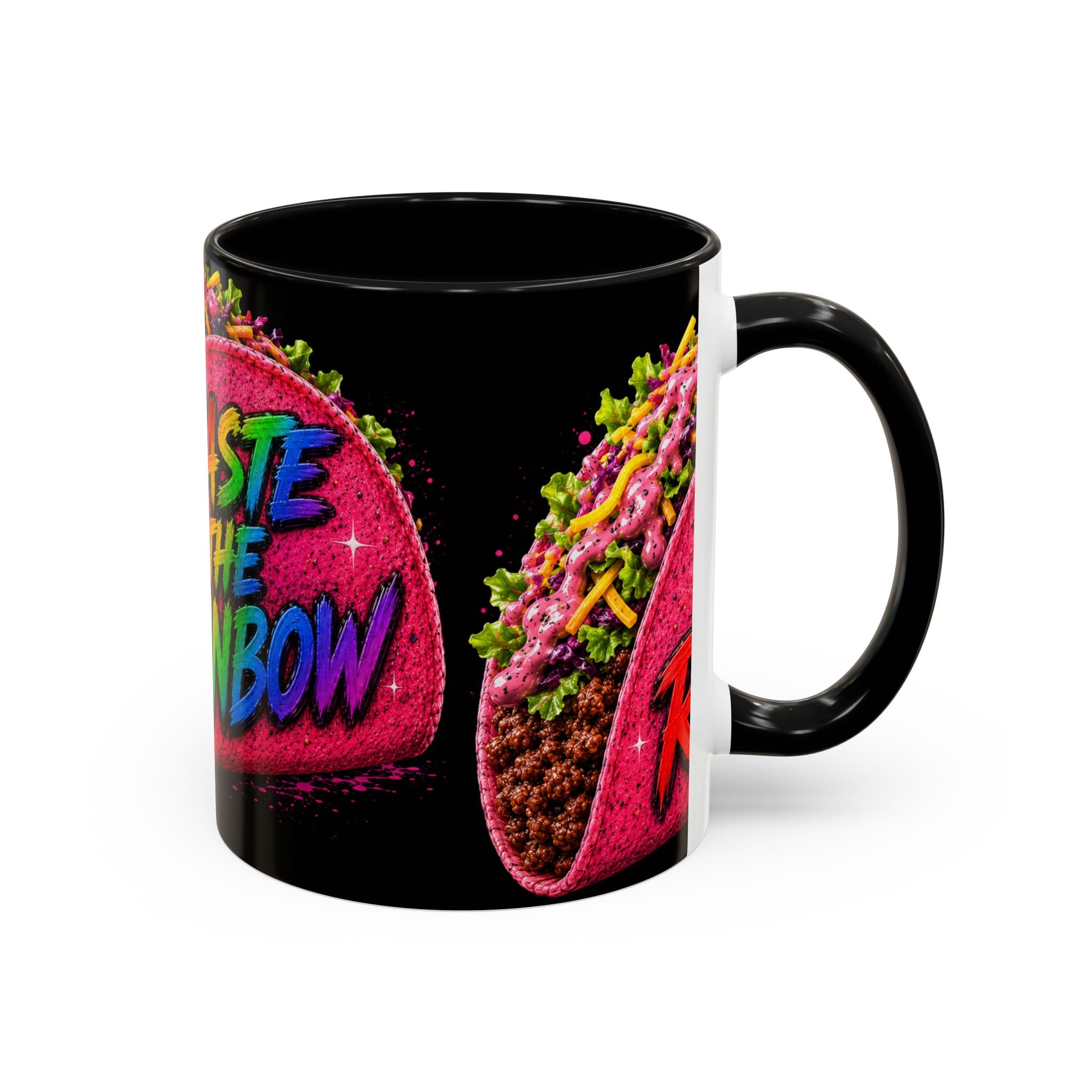 Taste The Rainbow Taco Coffee Mug — Colorful Novelty Accent Mug (11/15oz)