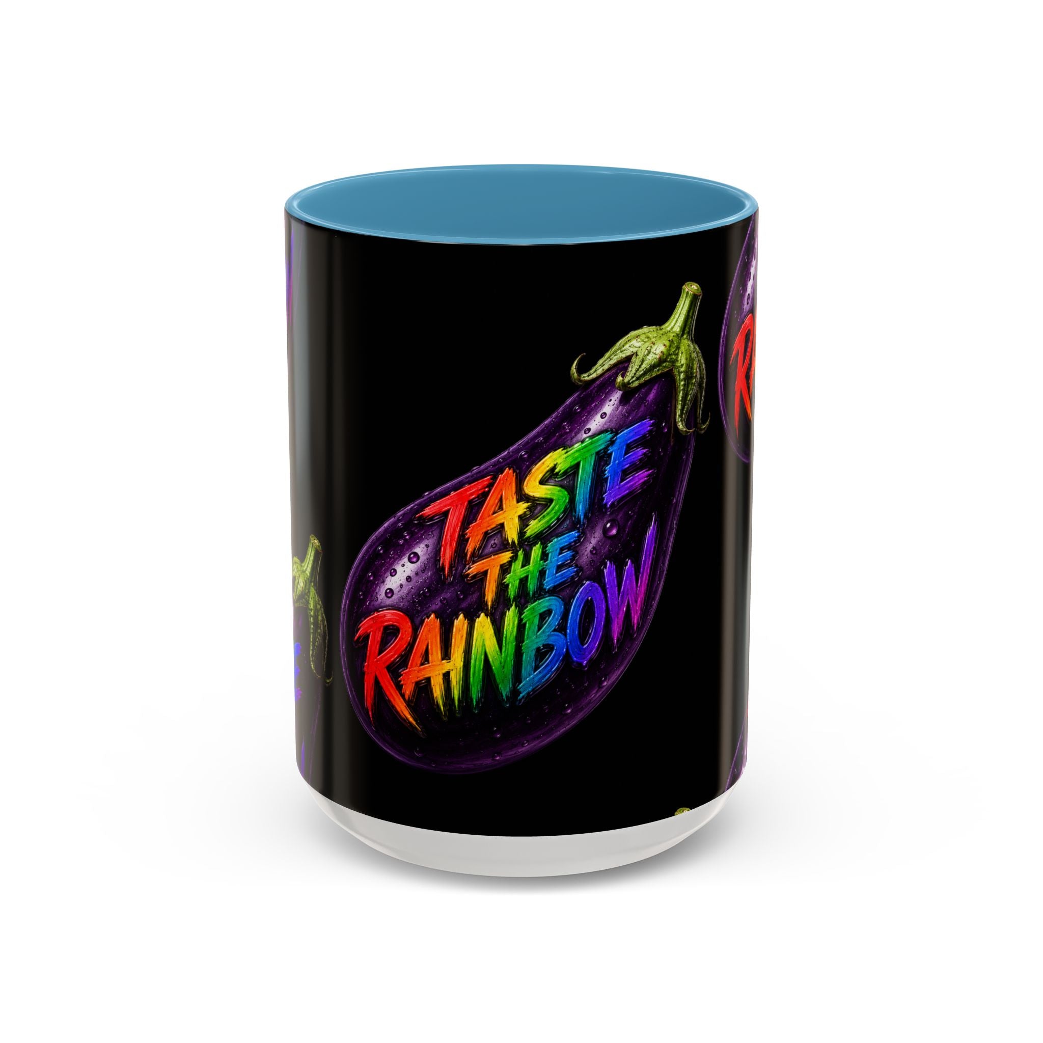Taste the Rainbow Eggplant Coffee Mug — Pride Rainbow Accent Mug (11/15oz)