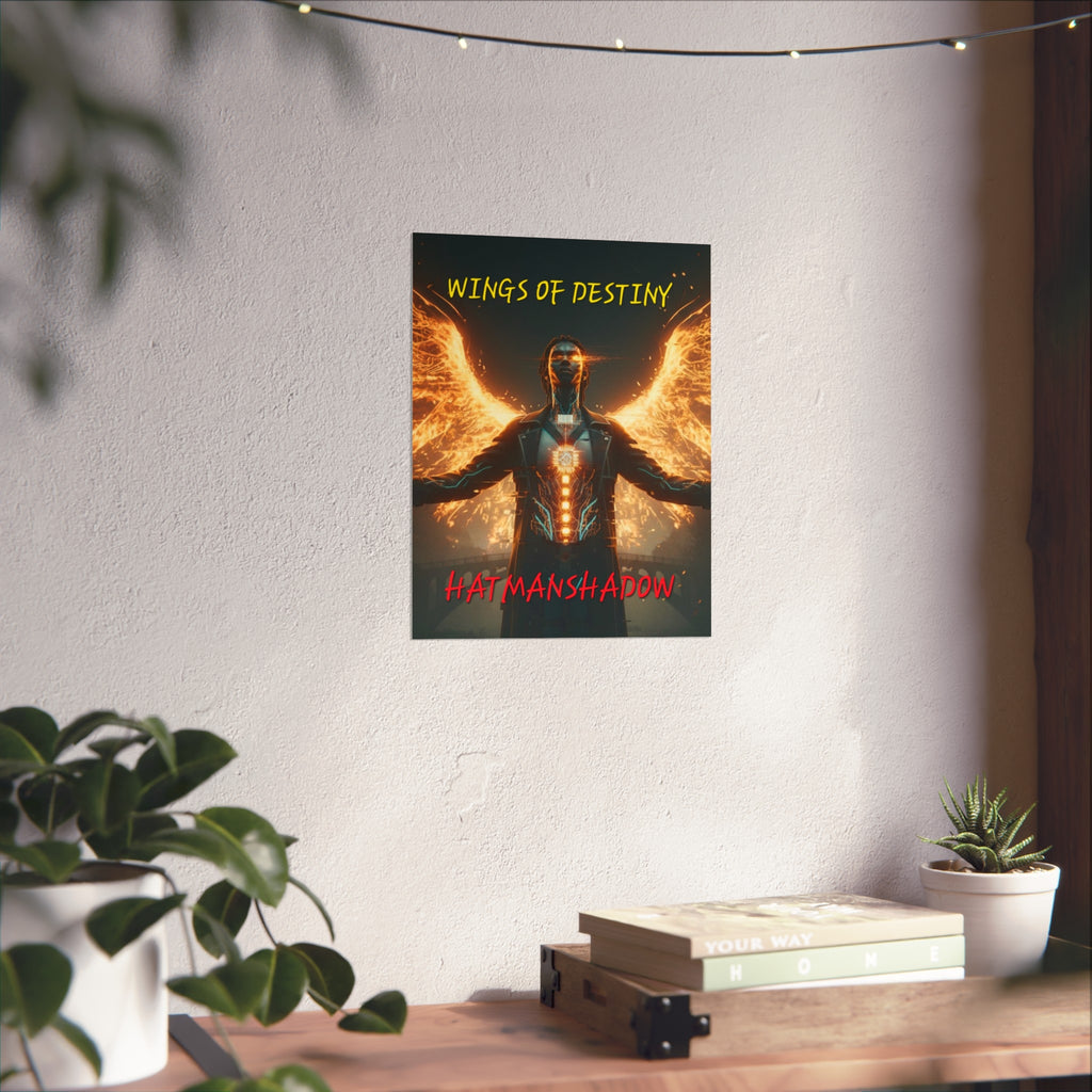 Fine Art Poster — "Wings of Destiny" Cyberpunk Angel Wall Art