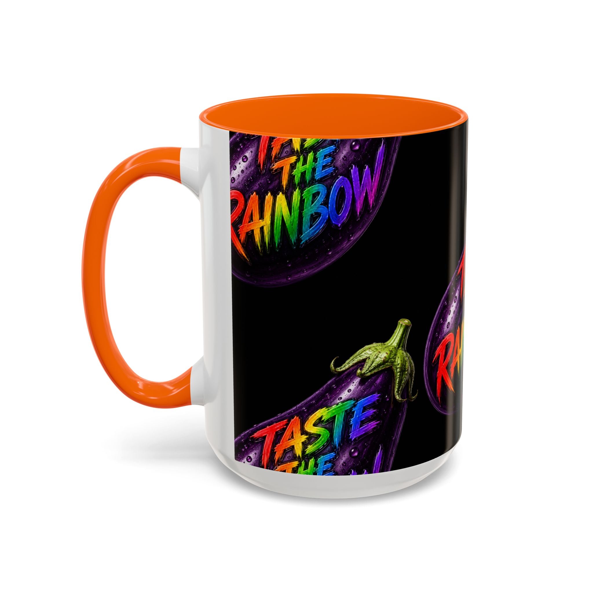 Taste the Rainbow Eggplant Coffee Mug — Pride Rainbow Accent Mug (11/15oz)
