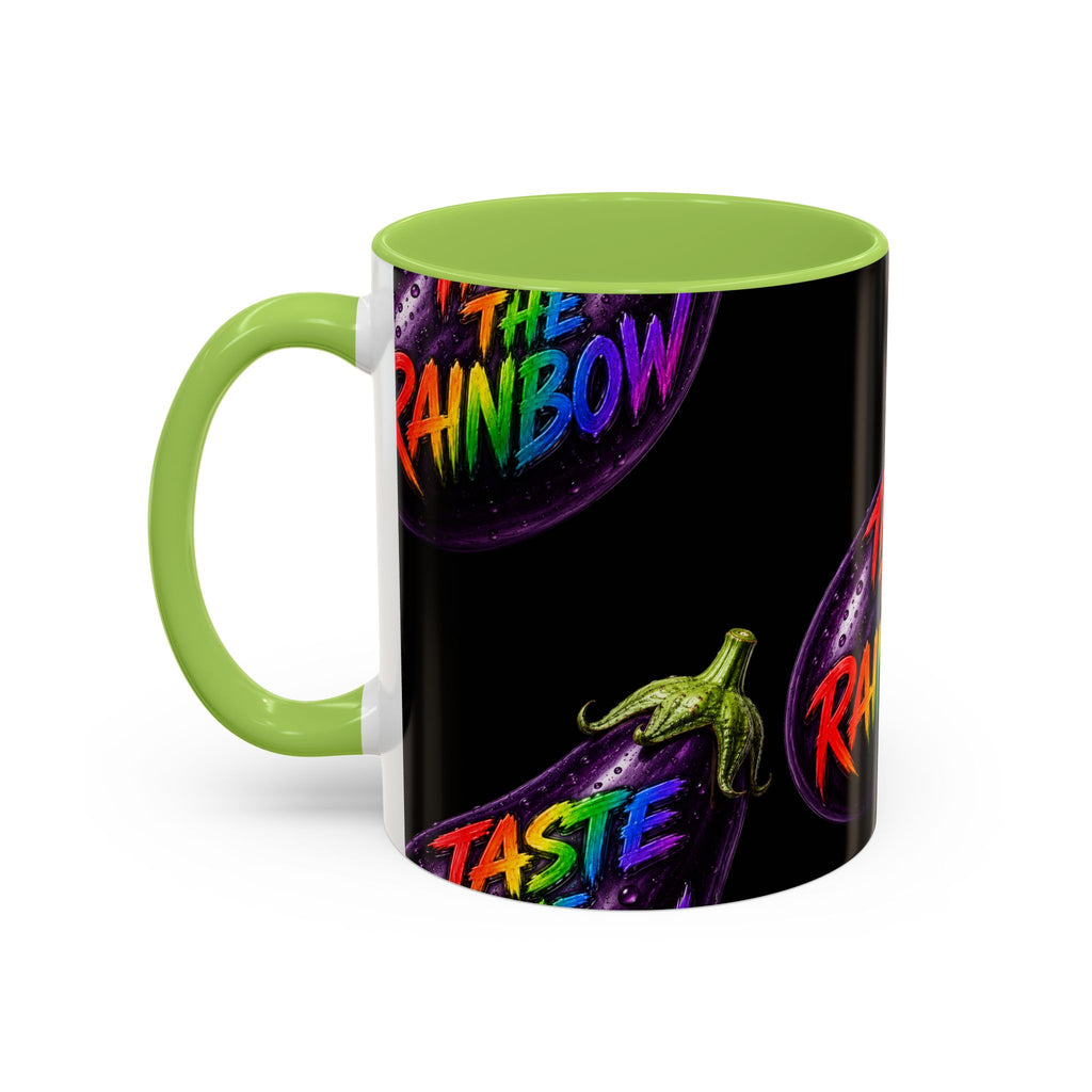 Taste the Rainbow Eggplant Coffee Mug — Pride Rainbow Accent Mug (11/15oz)