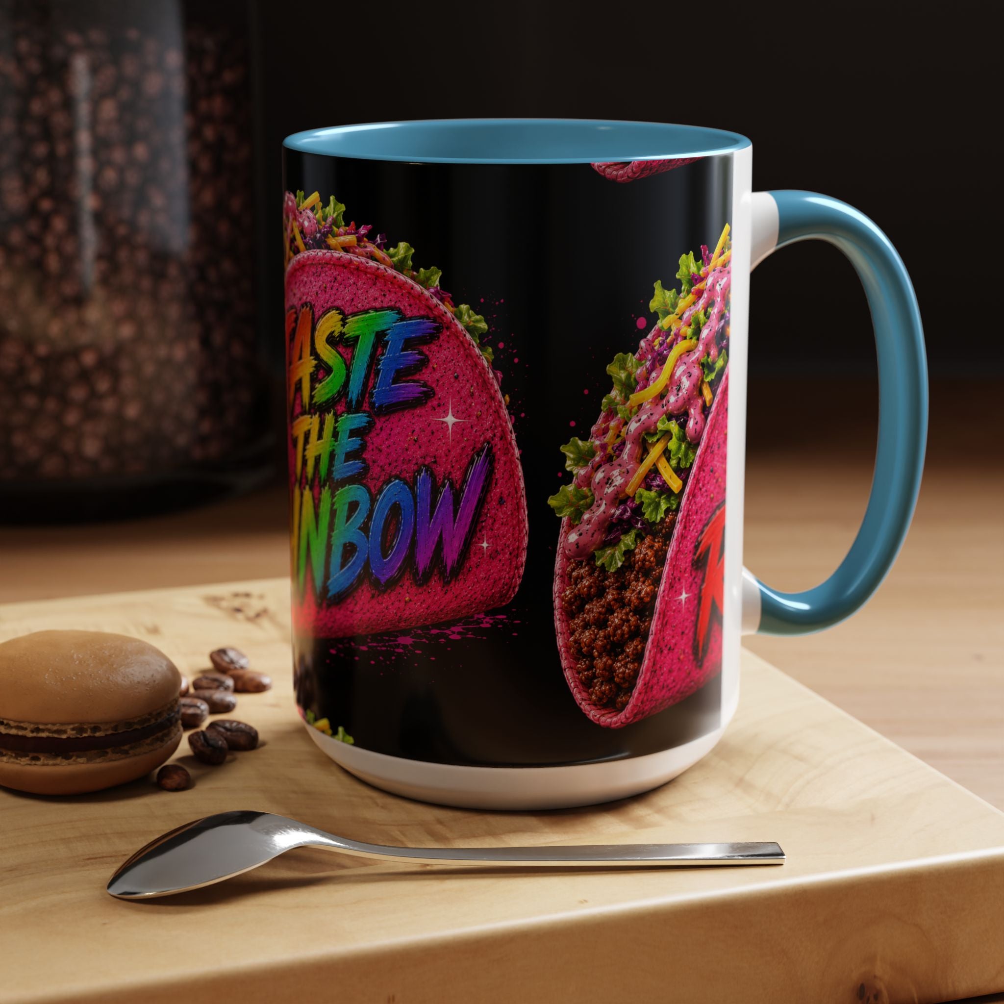 Taste The Rainbow Taco Coffee Mug — Colorful Novelty Accent Mug (11/15oz)
