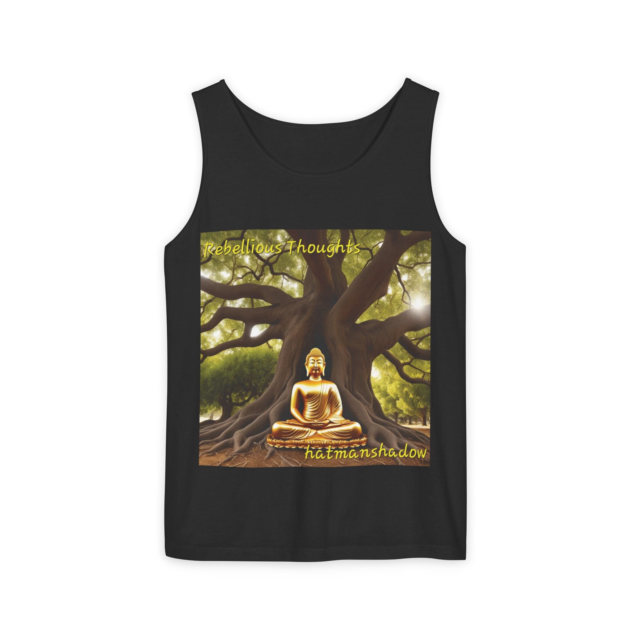 Buddha Under Bodhi Tree Tank Top — 'Be Hellow & Thoughtful' Spiritual Meditation Tee