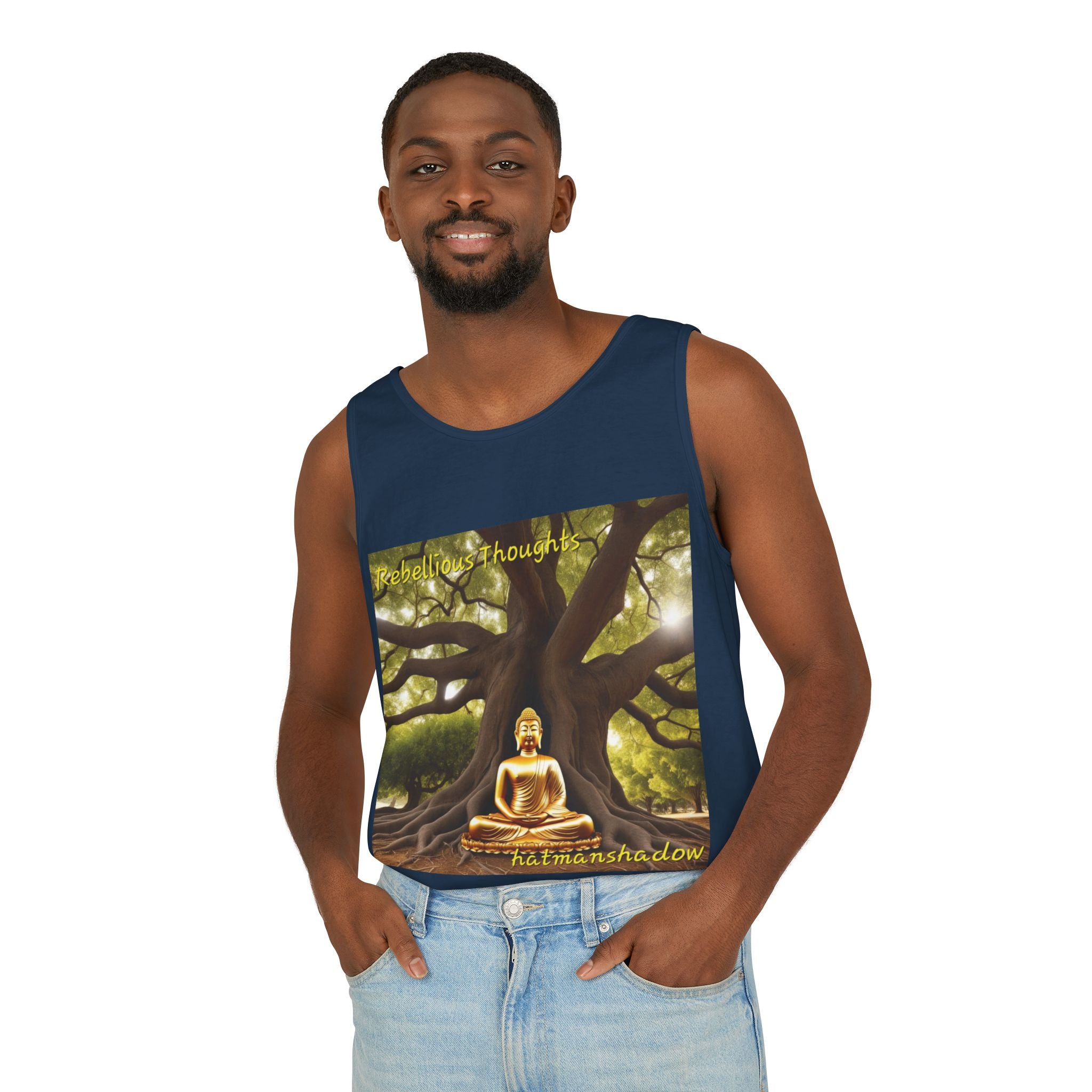 Buddha Under Bodhi Tree Tank Top — 'Be Hellow & Thoughtful' Spiritual Meditation Tee