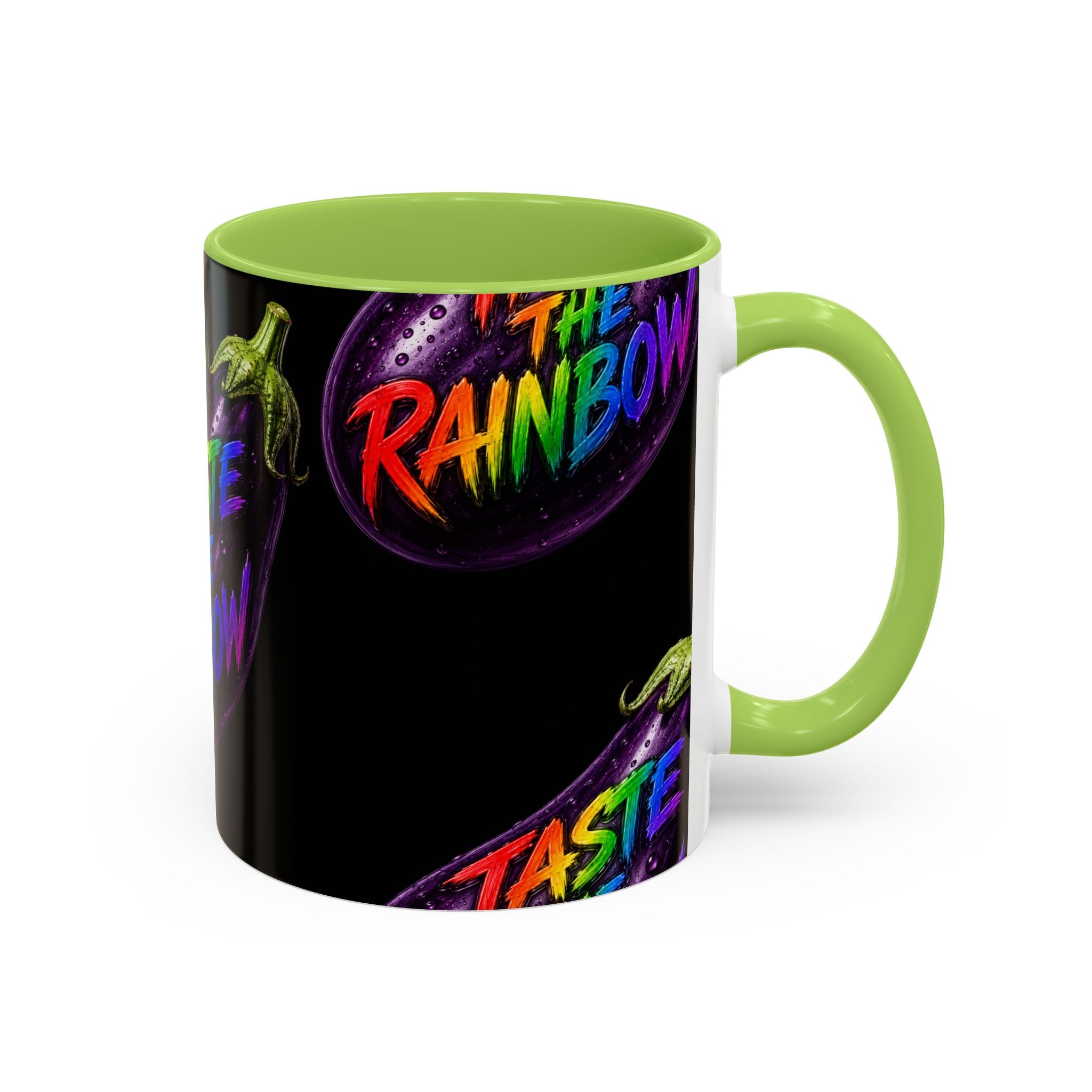 Taste the Rainbow Eggplant Coffee Mug — Pride Rainbow Accent Mug (11/15oz)
