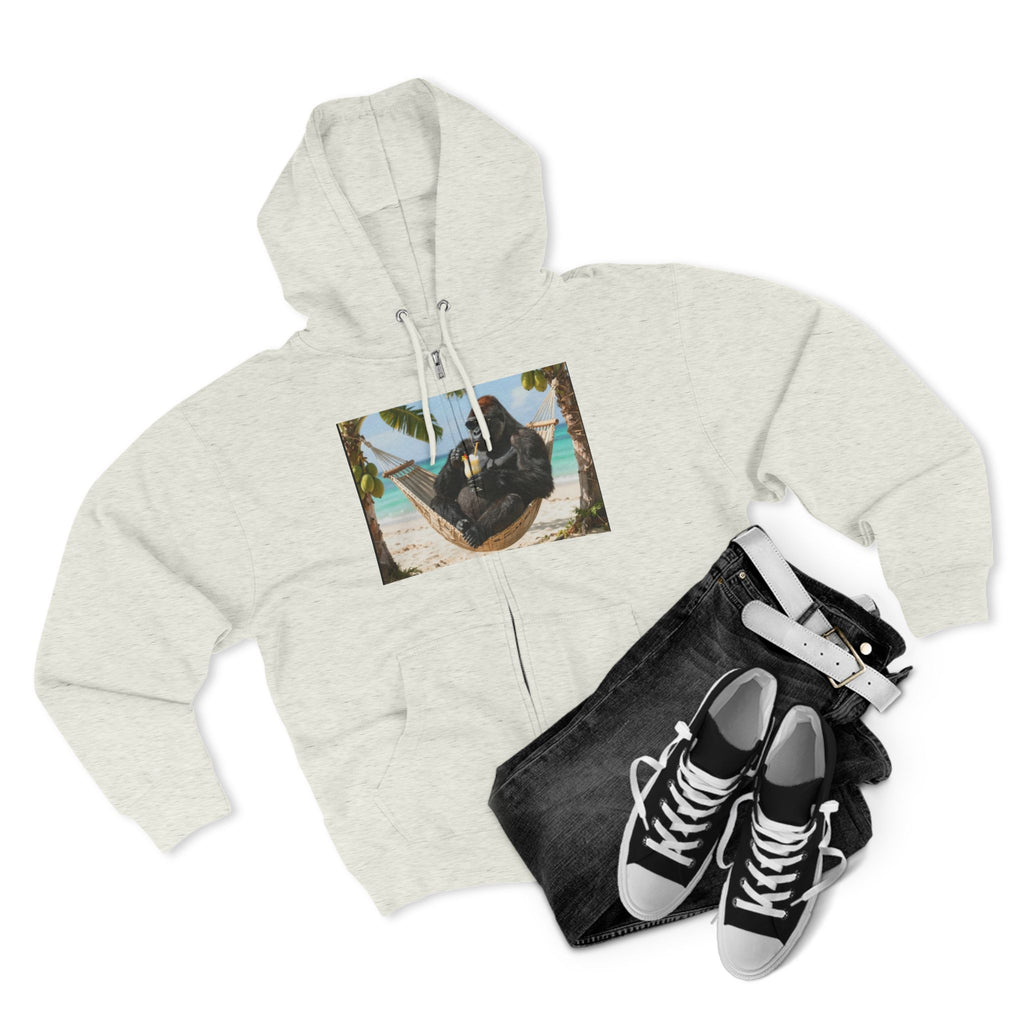 Hammock Gorilla Zip Hoodie – Relaxing Beach Ape Design